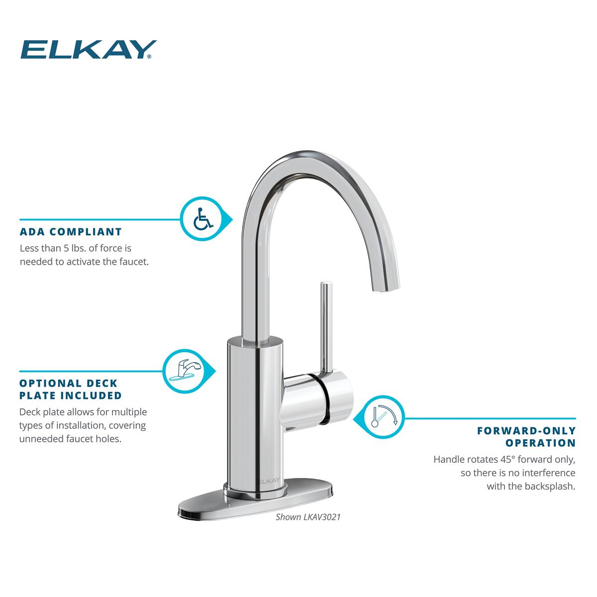 Alternate Image for Elkay Avado Lever Handle Gooseneck Spout Brass ADA Bar Faucet, Black Stainless, LKAV3021BK