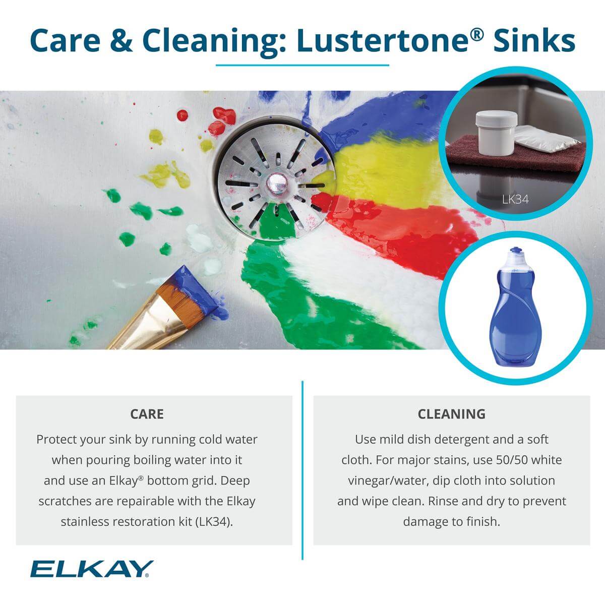 Alternate Image for Elkay Lustertone Classic 22" Drop In/Topmount Stainless Steel ADA Kitchen Sink, Lustrous Satin, 2 Faucet Holes, LRAD2219652