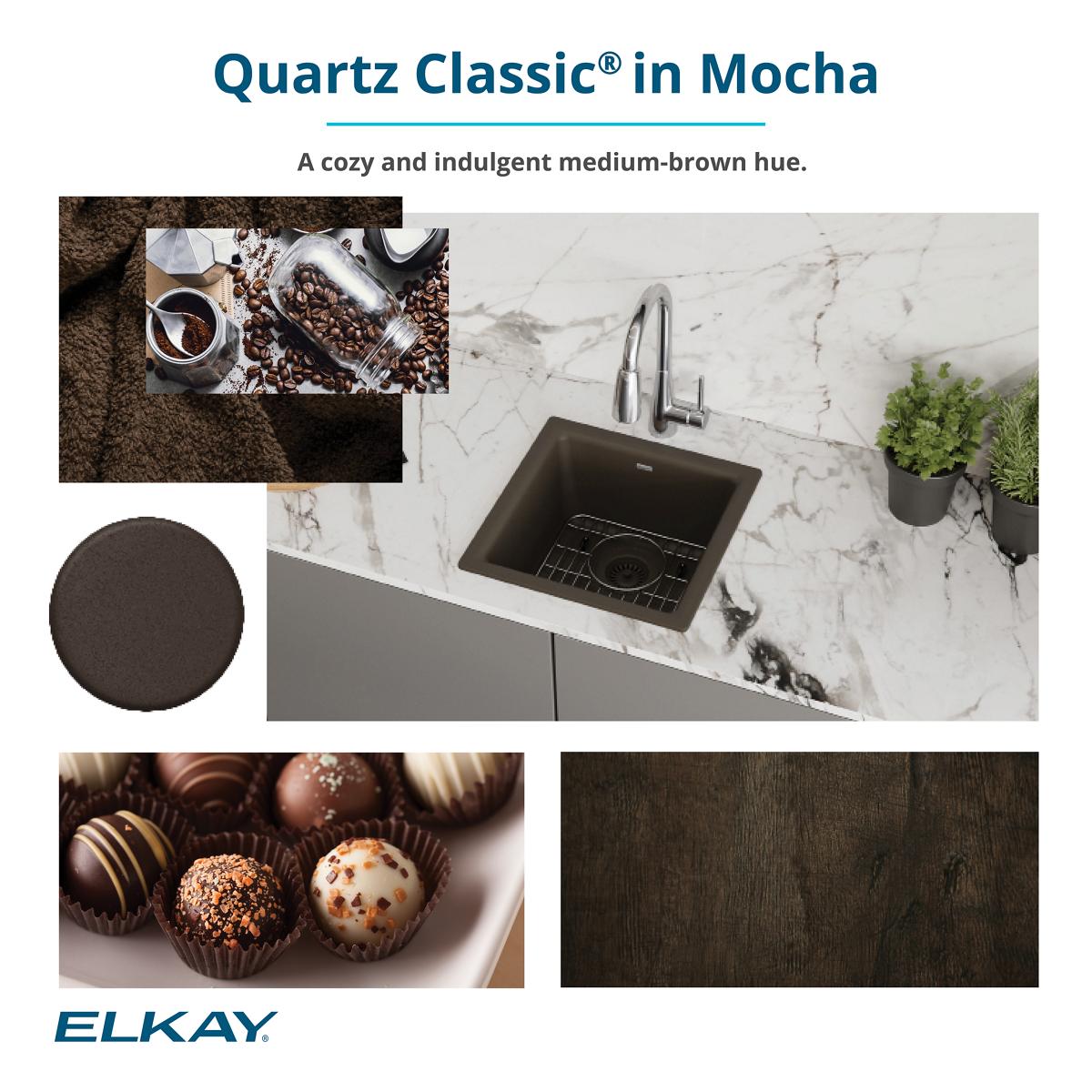 Alternate Image for Elkay Quartz Classic 33" Drop In/Topmount Quartz Kitchen Sink, Mocha, 5 Pre-scored Faucet Holes, ELGR13322MC0
