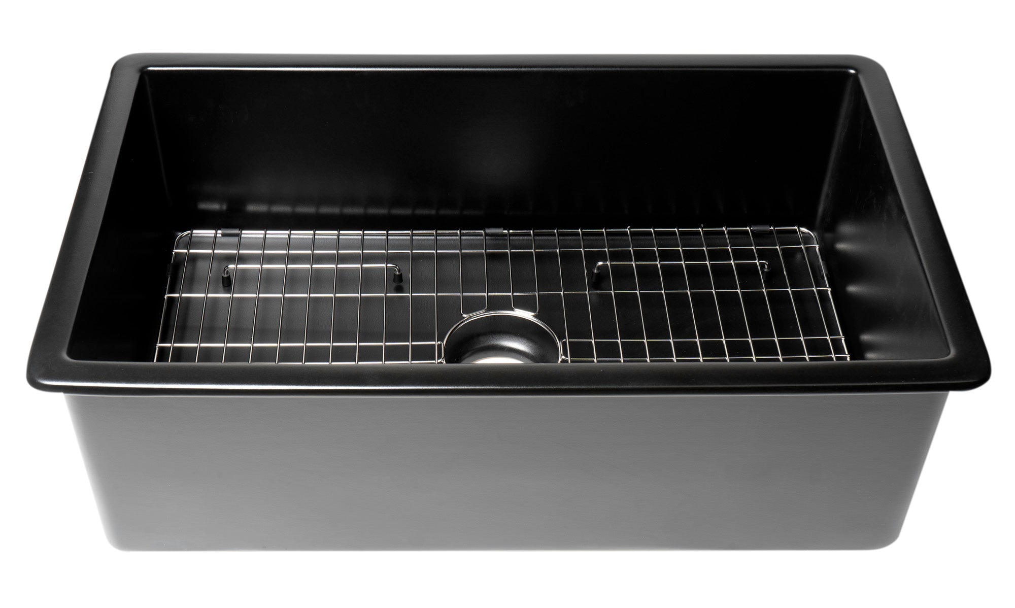 Alternate Image for ALFI brand 32" Drop In Fireclay Kitchen Sink, Black Matte, No Faucet Hole, ABF3219SUD-BM