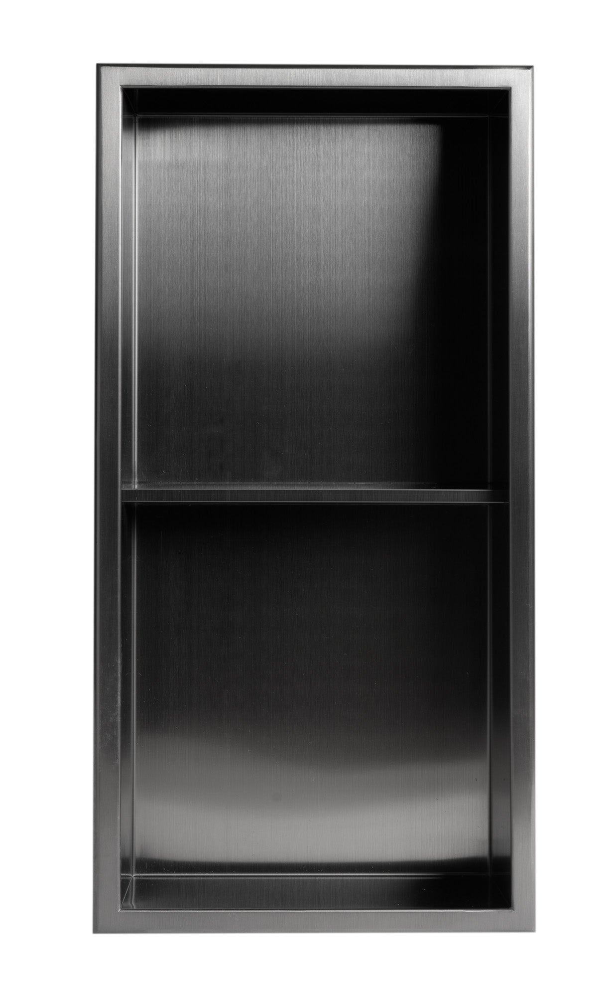 Alternate Image for ALFI brand ABNP1224-BB 12" x 24" Brushed Black PVD Stainless Steel Vertical Double Shelf Shower Niche, 20 Gauge