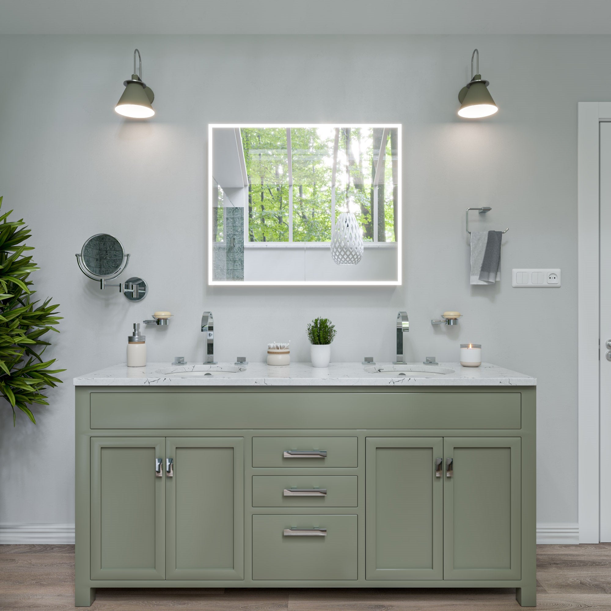 Alternate Image for ALFI brand ABM8WR-PC 8" Round Wall Mounted 5x Magnify Cosmetic Mirror