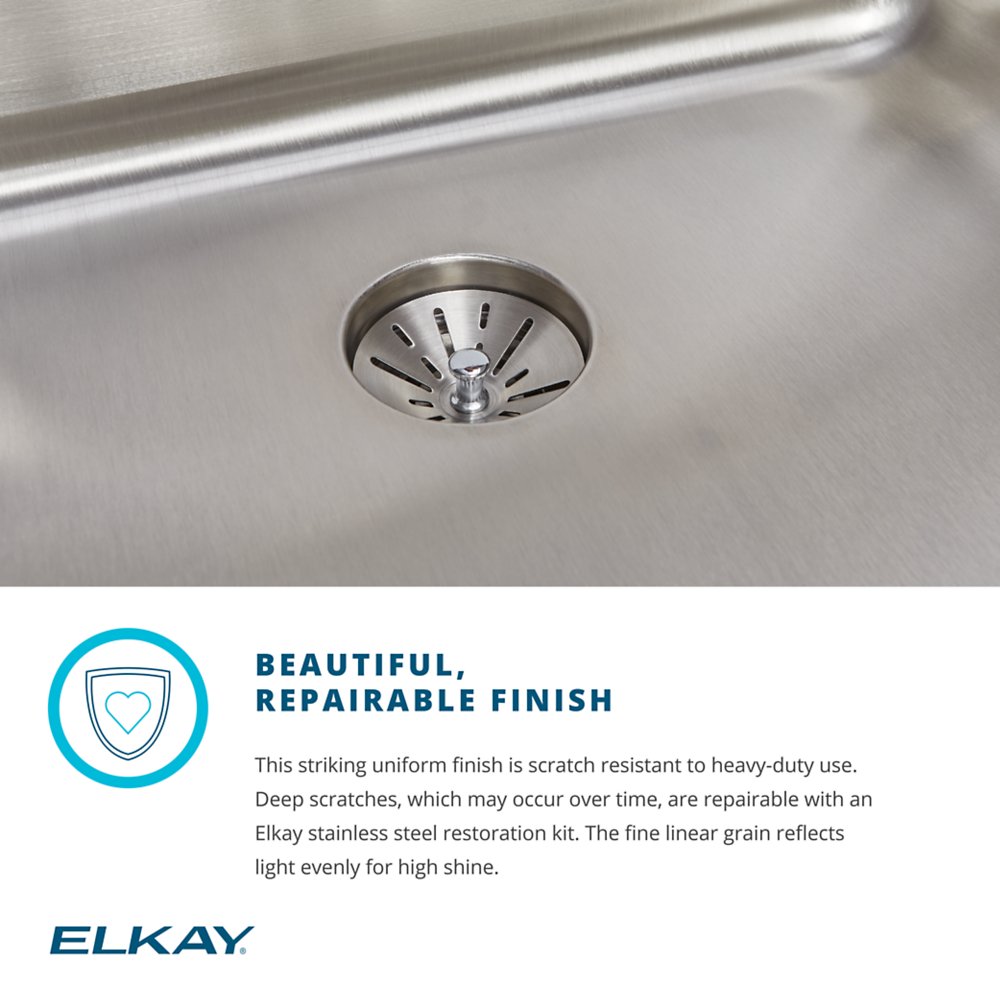 Alternate Image for Elkay Lustertone 43" Stainless Steel Kitchen Sink with Drainboard, 2 faucet holes, 18 Gauge, Lustertone Classic, ILR4322LMR2