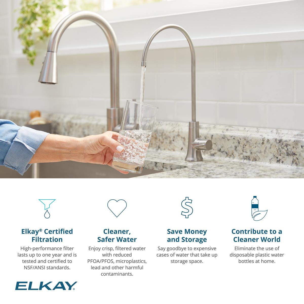 Alternate Image for Elkay Avado 1.5 GPM Lever Handle Gooseneck Spout Brass ADA Beverage Faucet, Lustrous Steel, LKAV71FLS