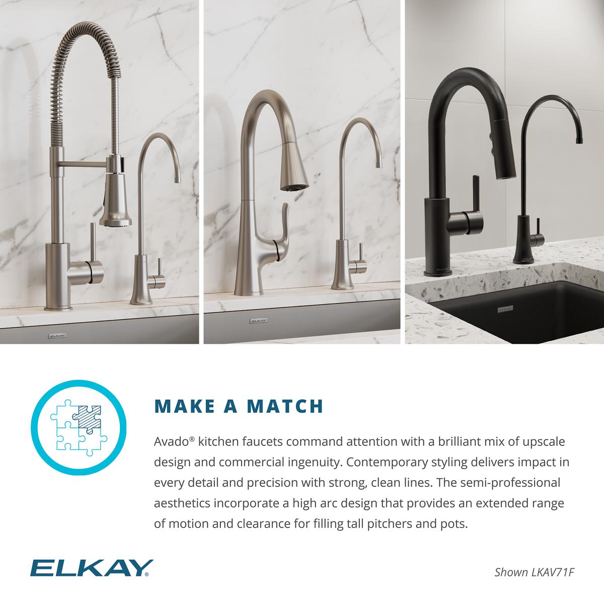 Alternate Image for Elkay Avado 1.5 GPM Lever Handle Gooseneck Spout Brass ADA Beverage Faucet, Lustrous Steel, LKAV71FLS