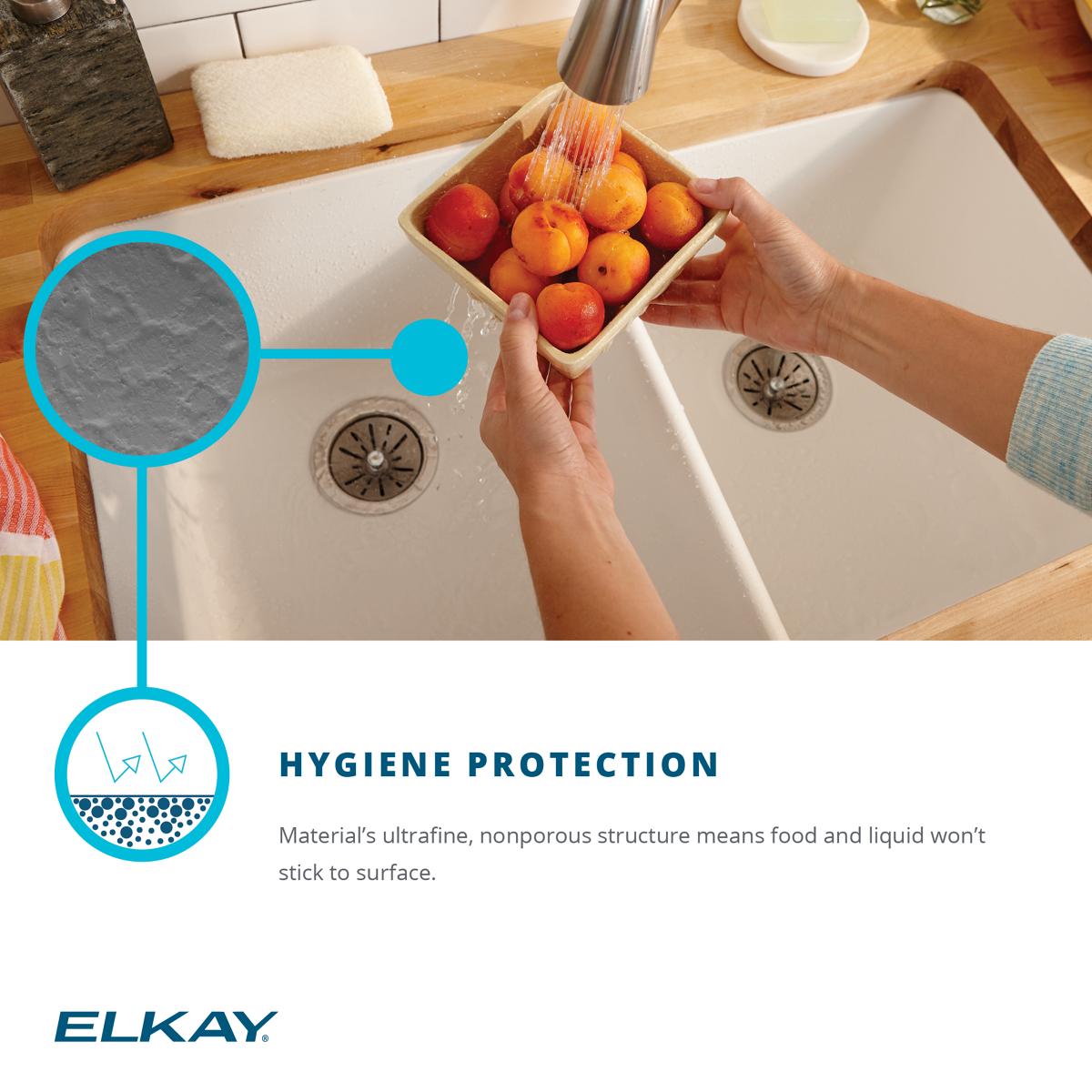 Alternate Image for Elkay Quartz Classic 33" Drop In/Topmount Quartz Kitchen Sink, White, 5 Pre-scored Faucet Holes, ELGR13322WH0
