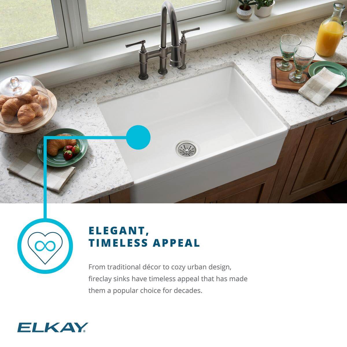 Alternate Image for Elkay 30" Fireclay Farmhouse Sink Kit with Faucet, Single Bowl Matte Gray, SWUF28179MGFLC