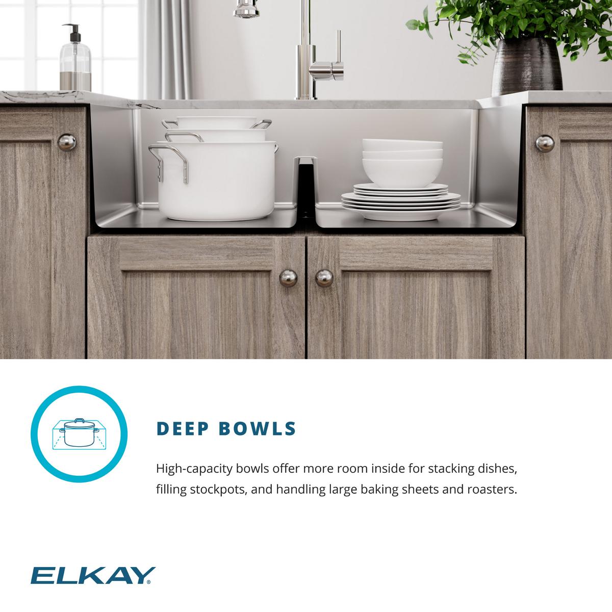 Alternate Image for Elkay Crosstown 32" Undermount Stainless Steel Workstation Kitchen Sink with Faucet, 50/50 with Aqua Divide Double Bowl, Polished Satin, 18 Gauge, ECTRUA31169TFCW