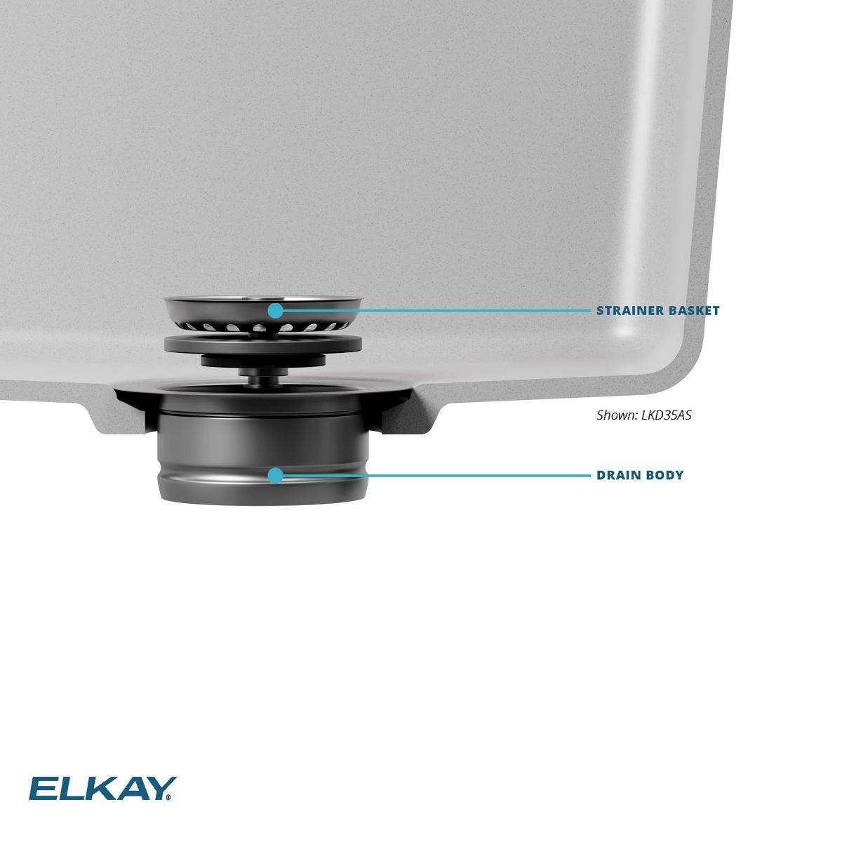 Alternate Image for Elkay 3-1/2" Drain Fitting Antique Steel Finish Disposer Flange and Removable Strainer, LKD35AS