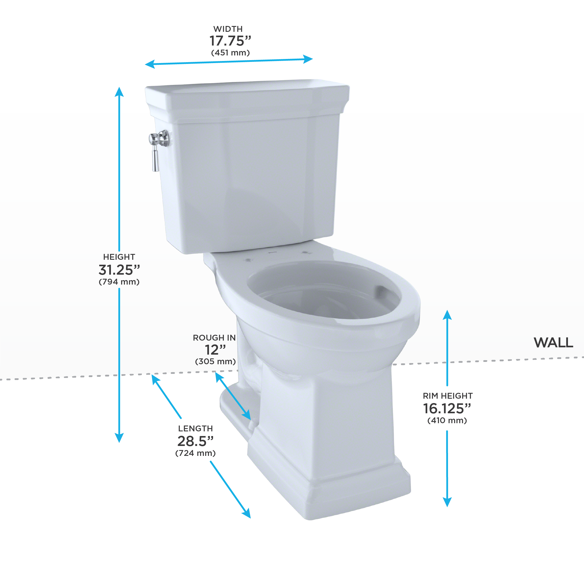 Alternate Image for TOTO Promenade II 1G Two-Piece Elongated 1.0 GPF Universal Height Toilet, Ebony, Vitreous China, CST404CUF#51