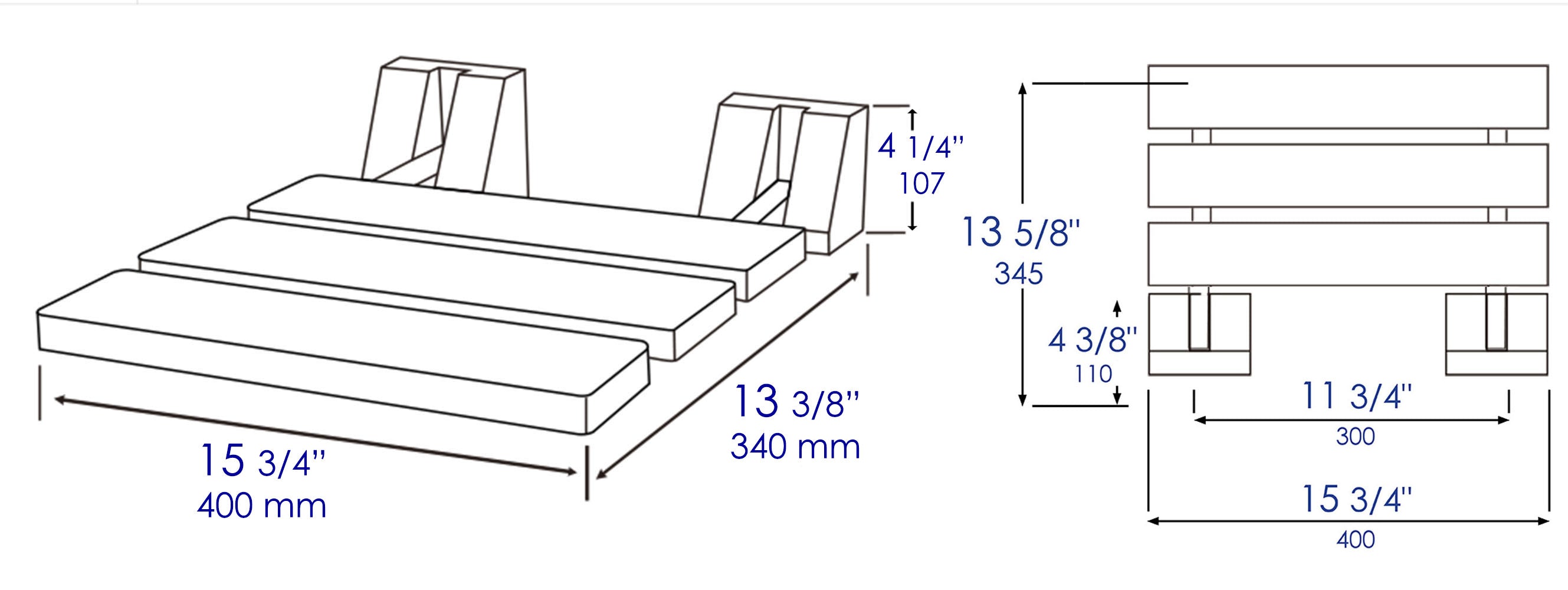ALFI brand ABS16S-BN Brushed Nickel 16" Folding Teak Wood Shower Seat Bench, Natural Wood