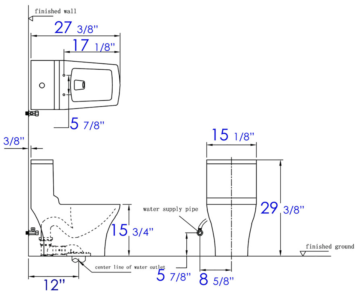 Alternate Image for EAGO Porcelain, White, TB356 Dual Flush One Piece High-Efficiency Low Flush Ceramic Toilet
