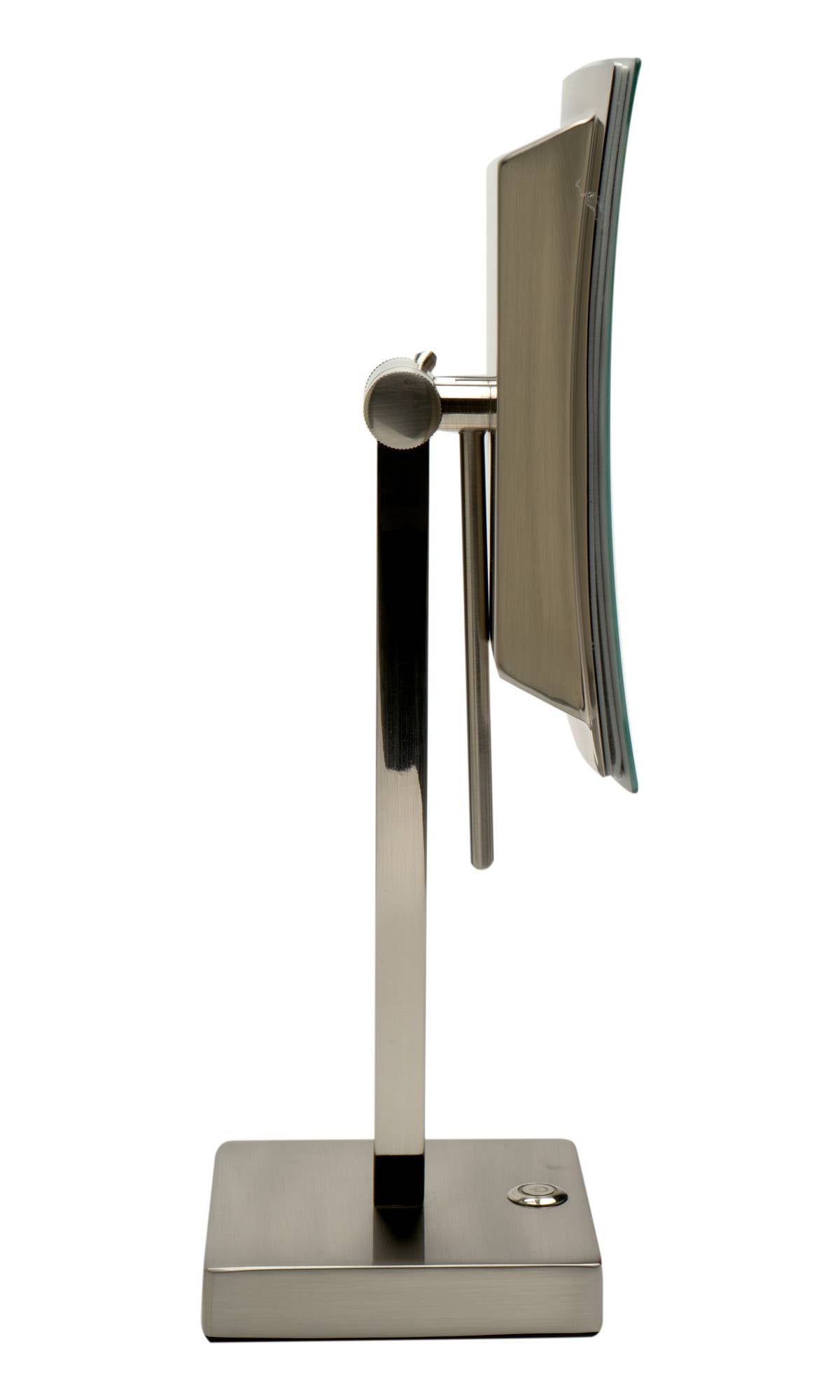 Alternate Image for ALFI brand ABM8FLED-BN Brushed Nickel Tabletop Square 8" 5x Magnifying Cosmetic Mirror with Light