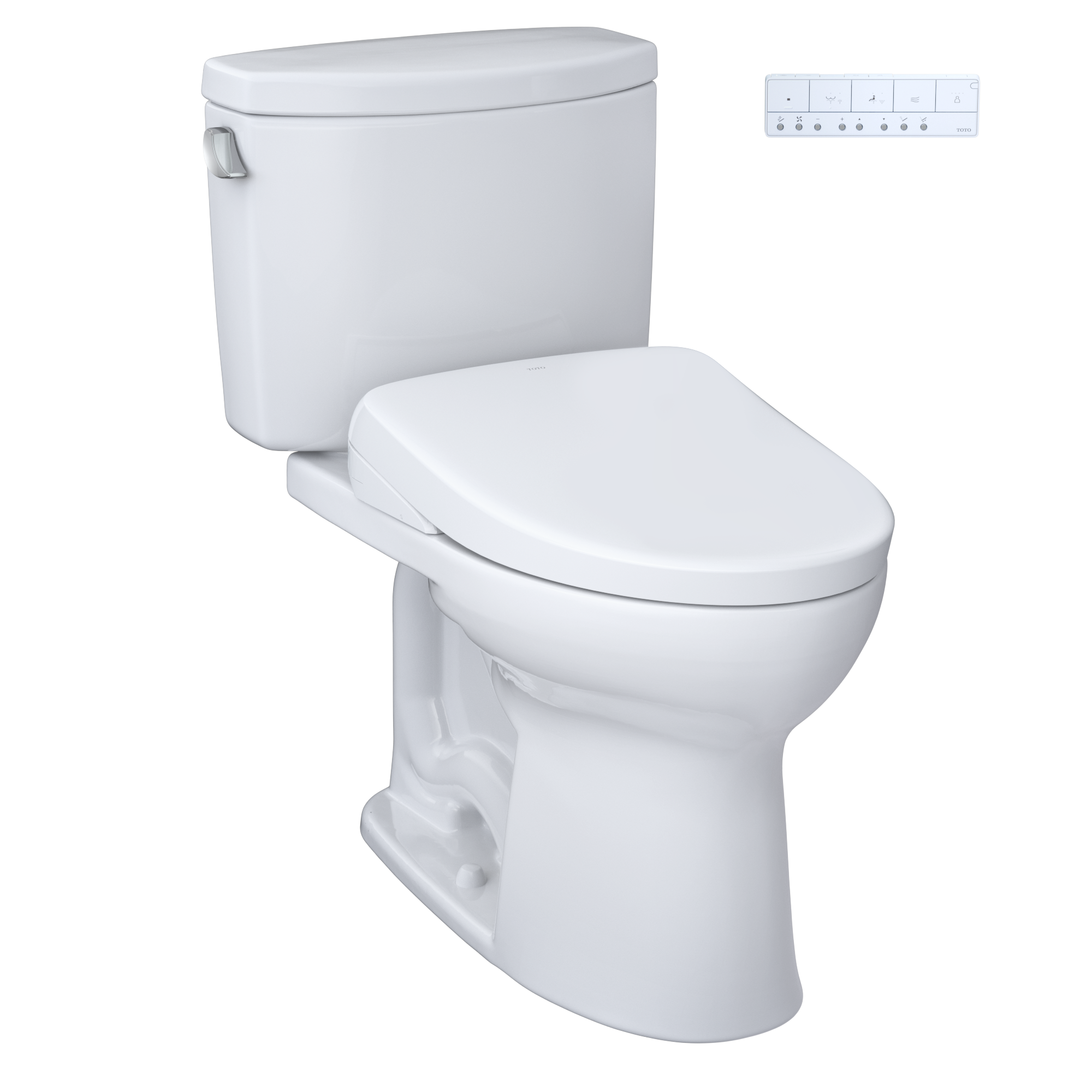 TOTO WASHLET+ Drake II Two-Piece Elongated 1.28 GPF Toilet with Auto Flush WASHLET+ S7A Contemporary Bidet Seat, Cotton White, Vitreous China|Plastic, MW4544736CEFGA#01