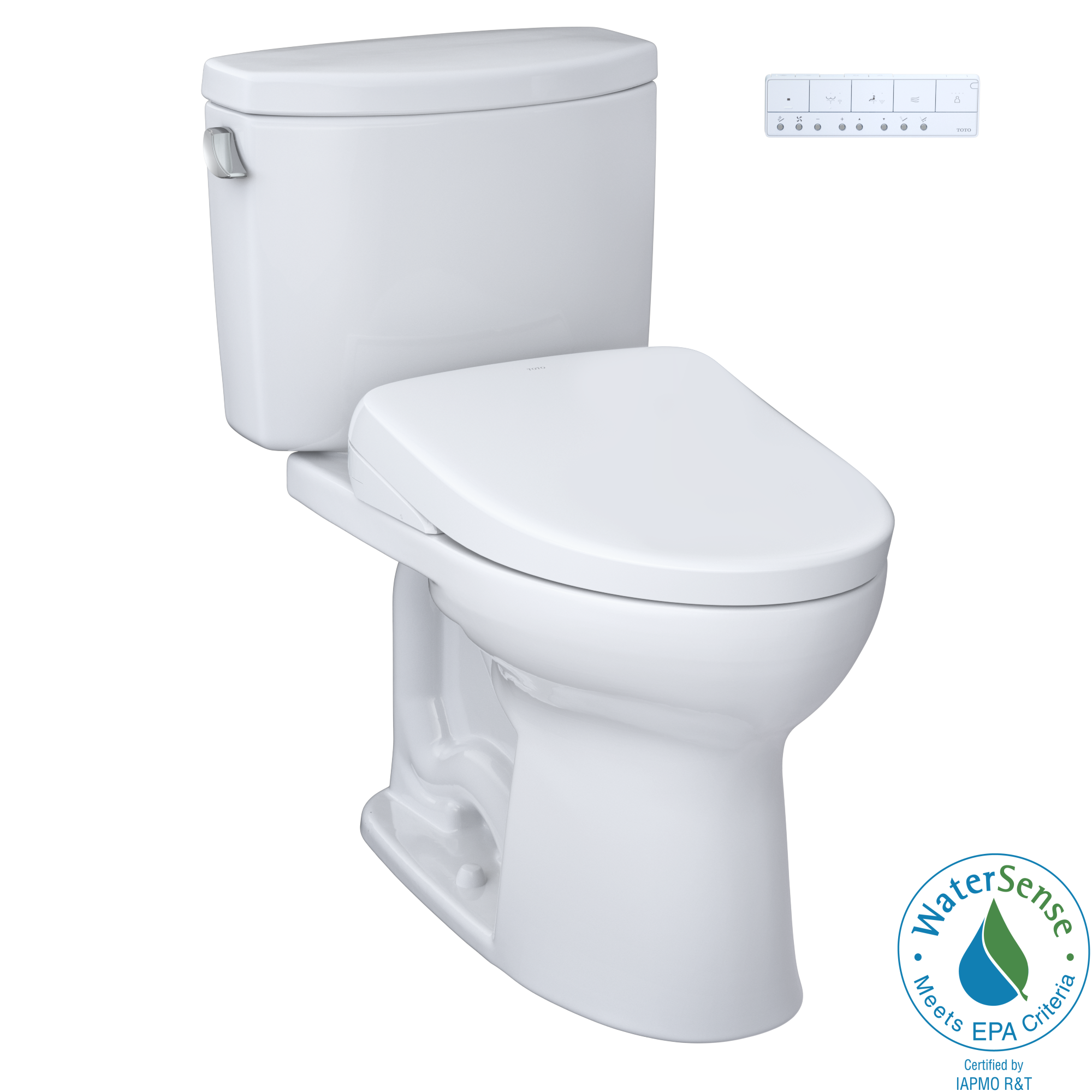 TOTO WASHLET+ Drake II Two-Piece Elongated 1.28 GPF Toilet and WASHLET+ S7A Contemporary Bidet Seat, Cotton White, Vitreous China|Plastic, MW4544736CEFG#01