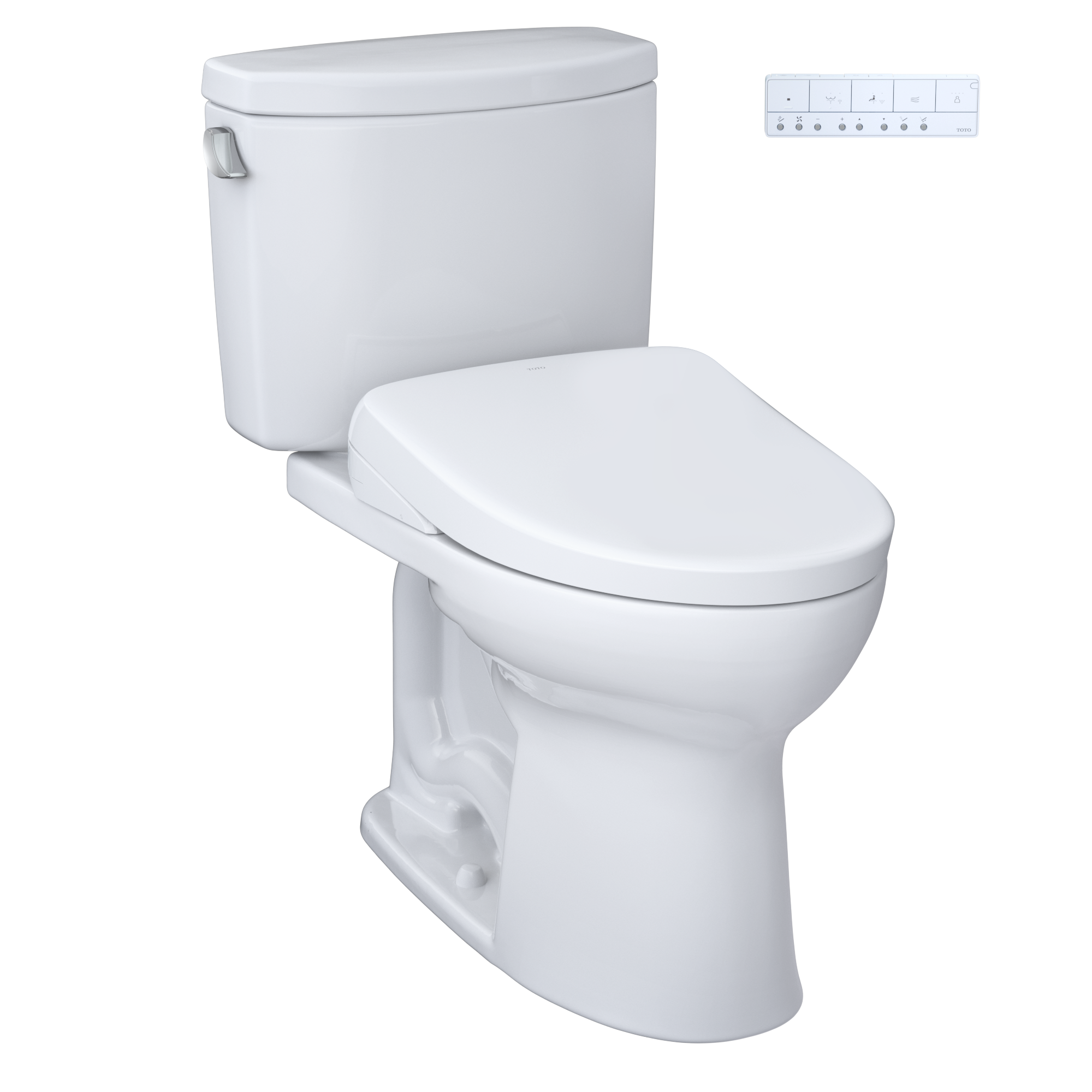 TOTO WASHLET+ Drake II Two-Piece Elongated 1.28 GPF Toilet with Auto Flush WASHLET+ S7 Contemporary Bidet Seat, Cotton White, Vitreous China|Plastic, MW4544726CEFGA#01