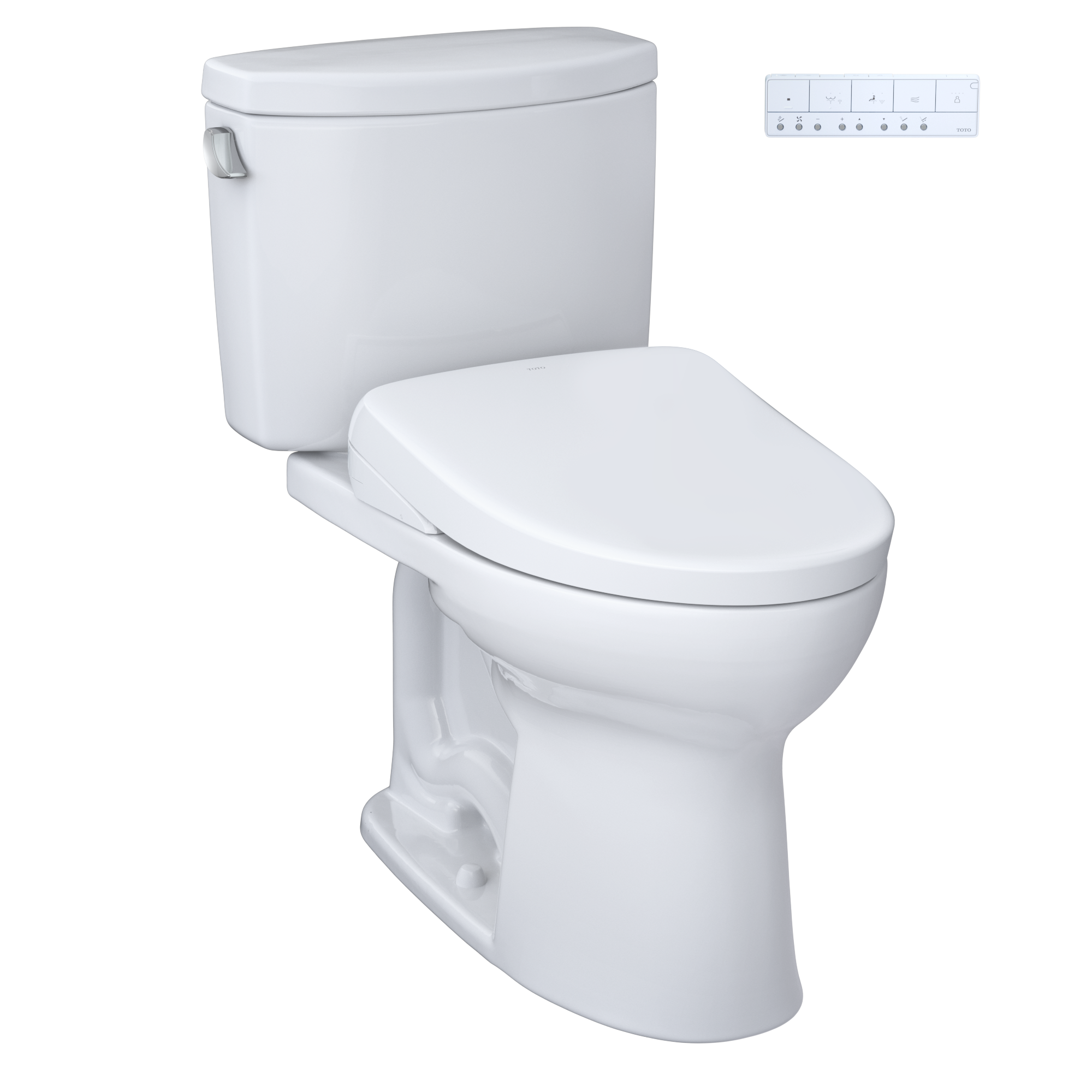 TOTO WASHLET+ Drake II Two-Piece Elongated 1.28 GPF Toilet and WASHLET+ S7 Contemporary Bidet Seat, Cotton White, Vitreous China|Plastic, MW4544726CEFG#01