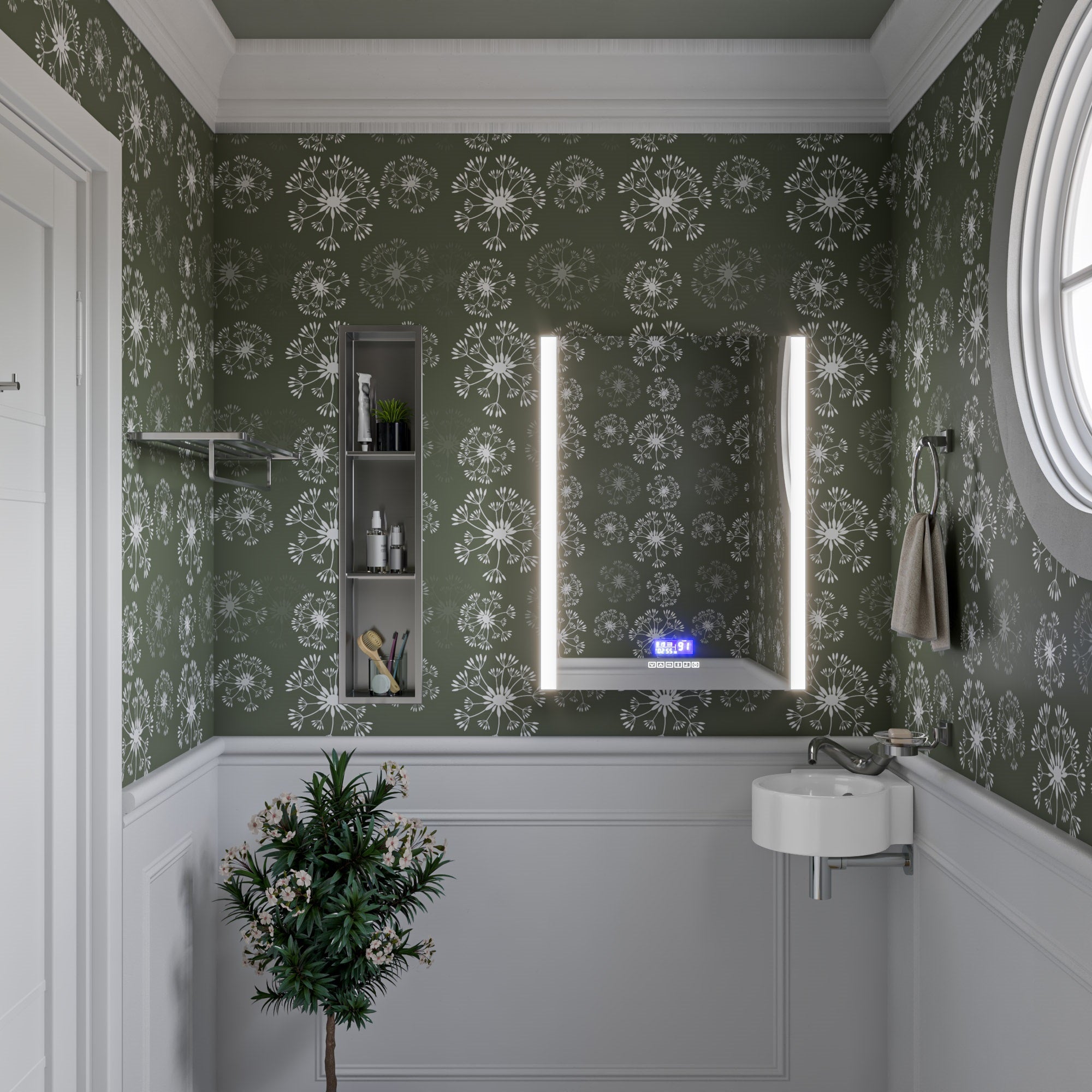 Alternate Image for ALFI brand 17.38" x 12" Oval Wall Mount Porcelain Bathroom Sink, White, 1 Faucet Hole, ABC121