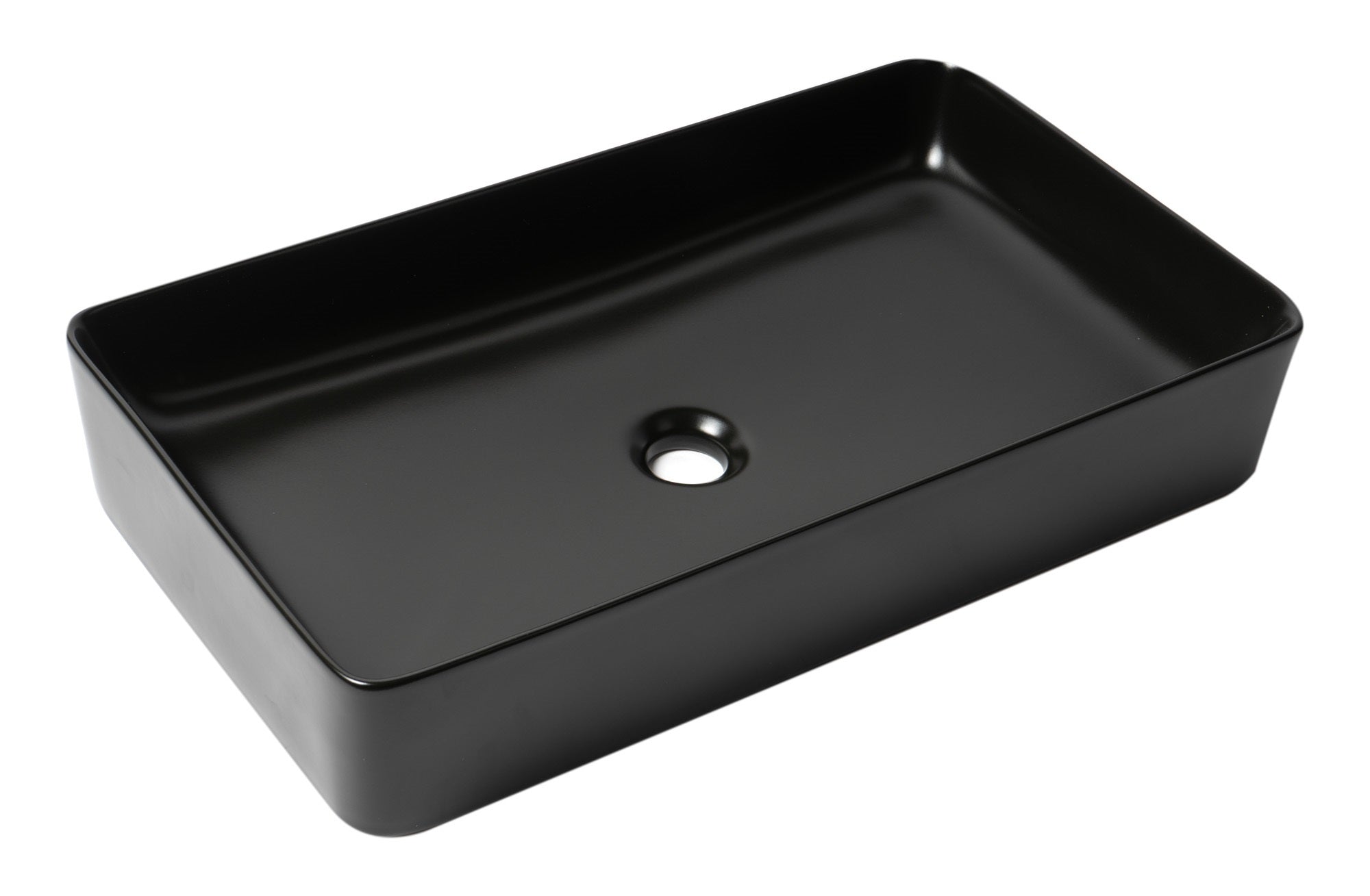 Alternate Image for ALFI brand 24" x 13.63" Rectangle Above Mount Porcelain Bathroom Sink, Black Matte, No Faucet Hole, ABC902-BM