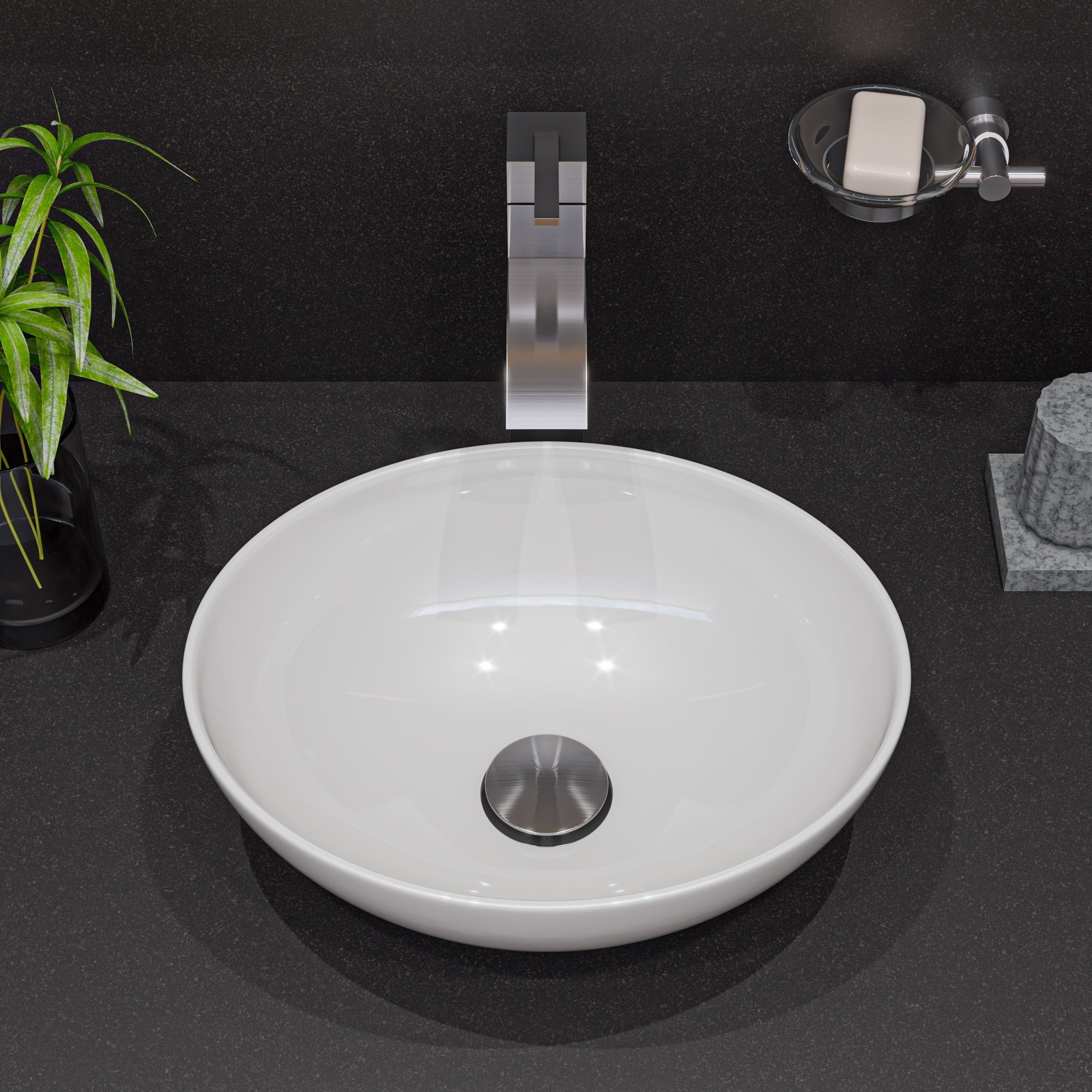 Alternate Image for ALFI brand 15.38" x 12.75" Oval Above Mount Porcelain Bathroom Sink, White, No Faucet Hole, ABC913
