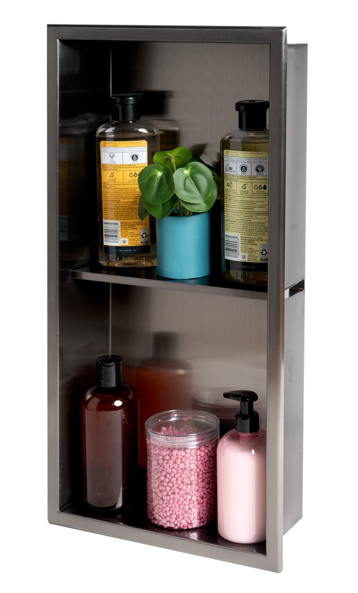 Alternate Image for ALFI brand ABNP1224-BB 12" x 24" Brushed Black PVD Stainless Steel Vertical Double Shelf Shower Niche, 20 Gauge