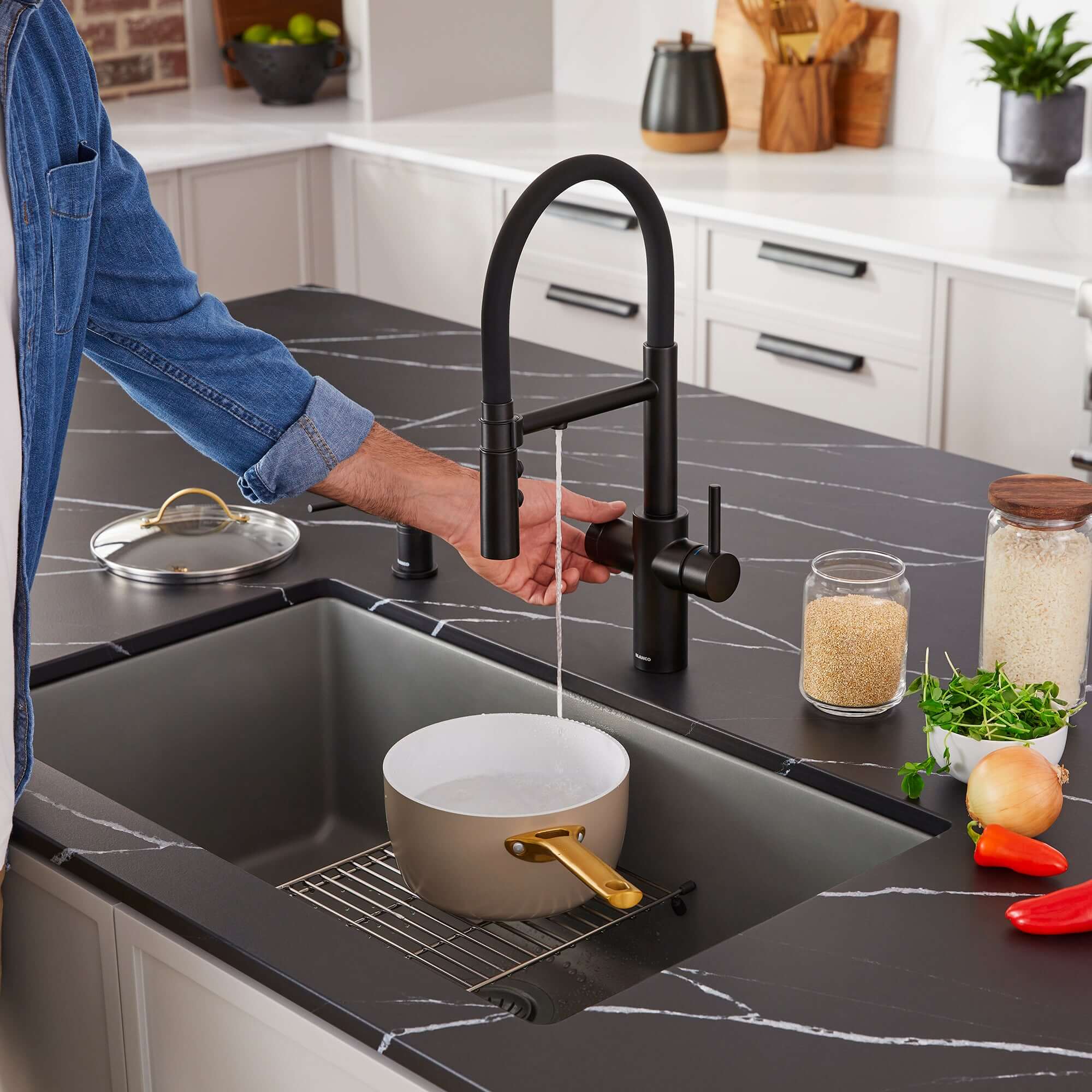 Alternate Image for Blanco Precis 32" Undermount Silgranit Kitchen Sink, Volcano Gray, No Faucet Hole, 443121