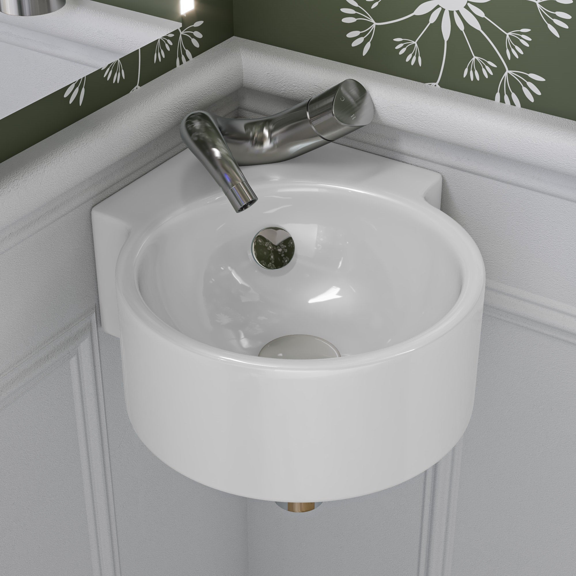 Alternate Image for ALFI brand Brass, AB8056-W White Ceramic Mushroom Top Pop Up Drain for Sinks with Overflow