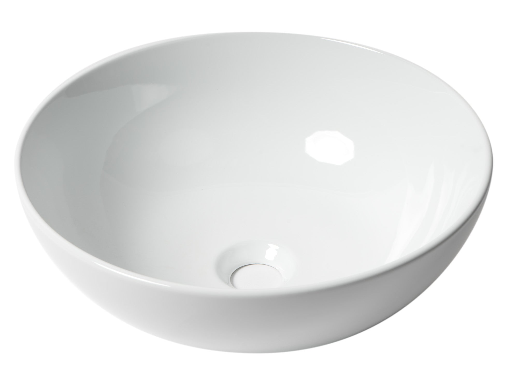 Alternate Image for ALFI brand 15.13" x 15.13" Round Above Mount Porcelain Bathroom Sink, White, No Faucet Hole, ABC905