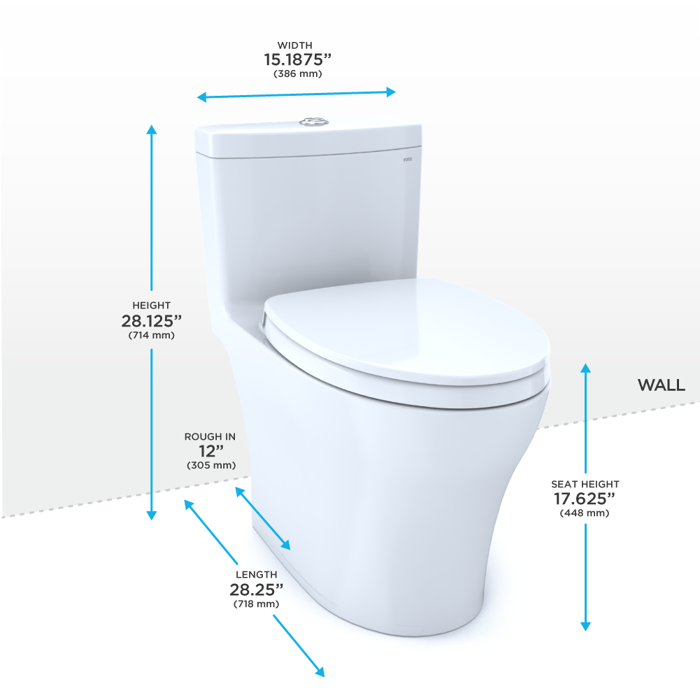 TOTO Aquia IV One-Piece Elongated Dual Flush 1.28 and 0.9 GPF Universal Height, WASHLET+ Ready Toilet, Ebony- Vitreous China, MS646124CEMFN#51
