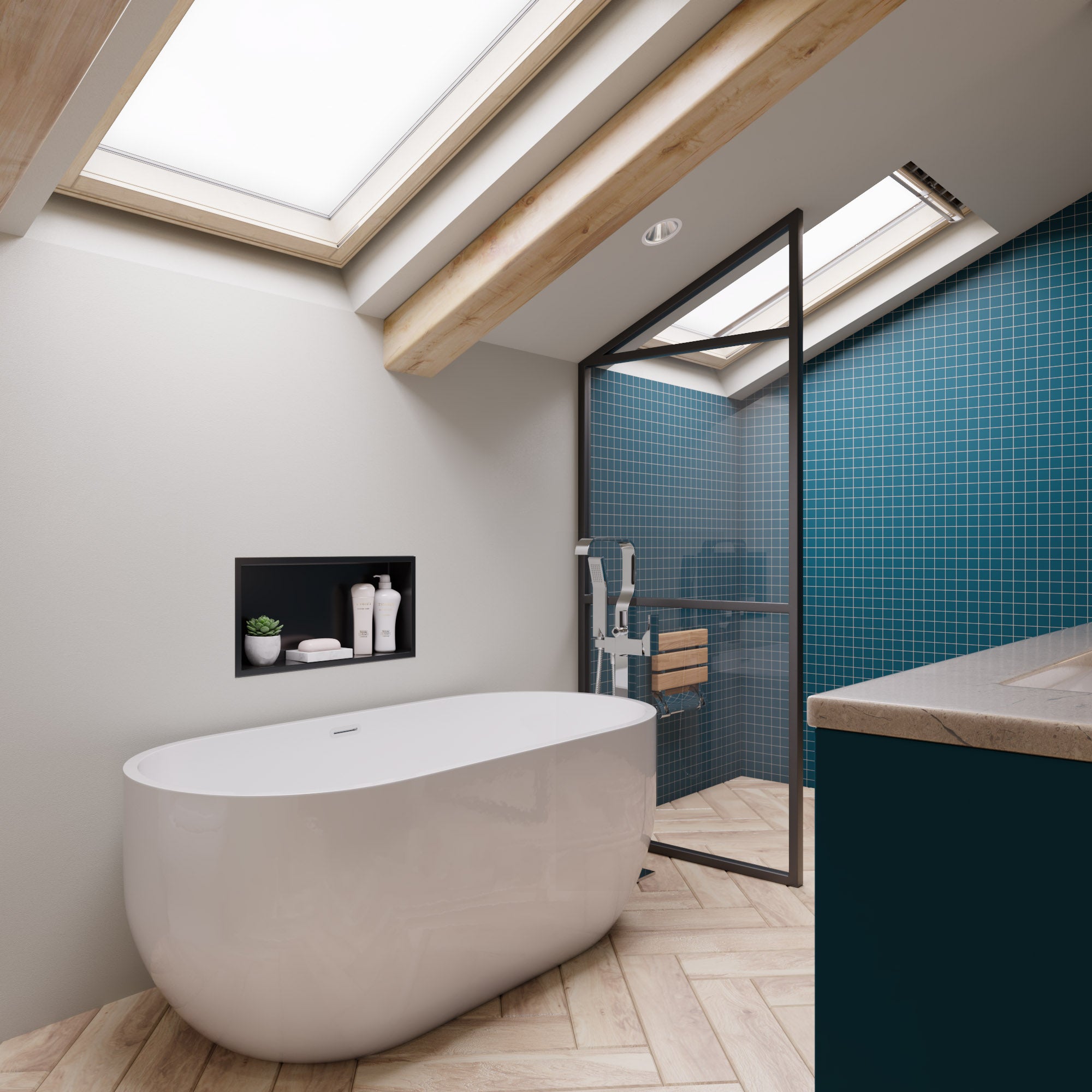 Alternate Image for ALFI brand 59" Acrylic Free Standing Oval Soaking Bathtub, White, AB8838