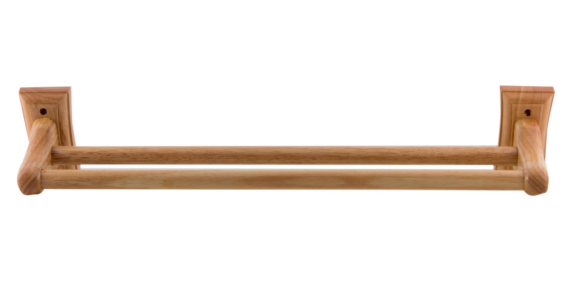 ALFI brand AB5505 24" Double Rack Wooden Towel Bar Bathroom Accessory, Rubber Wood, Natural Wood