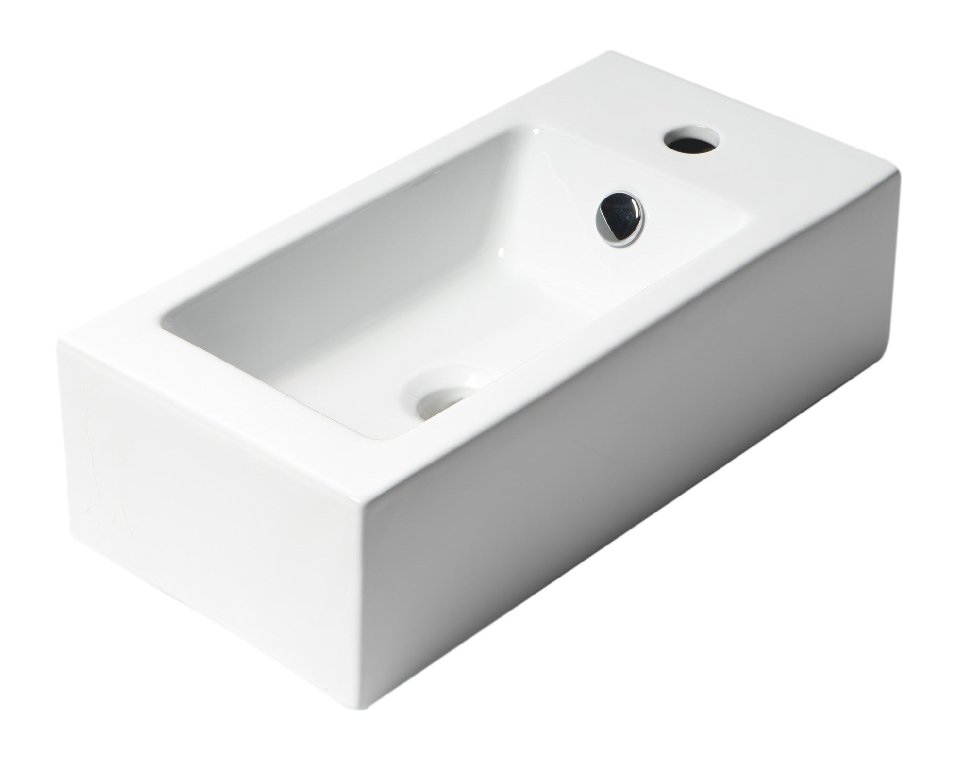 Alternate Image for ALFI brand 19.75" x 10" Rectangle Wall Mount Porcelain Bathroom Sink, White, 1 Faucet Hole, ABC116