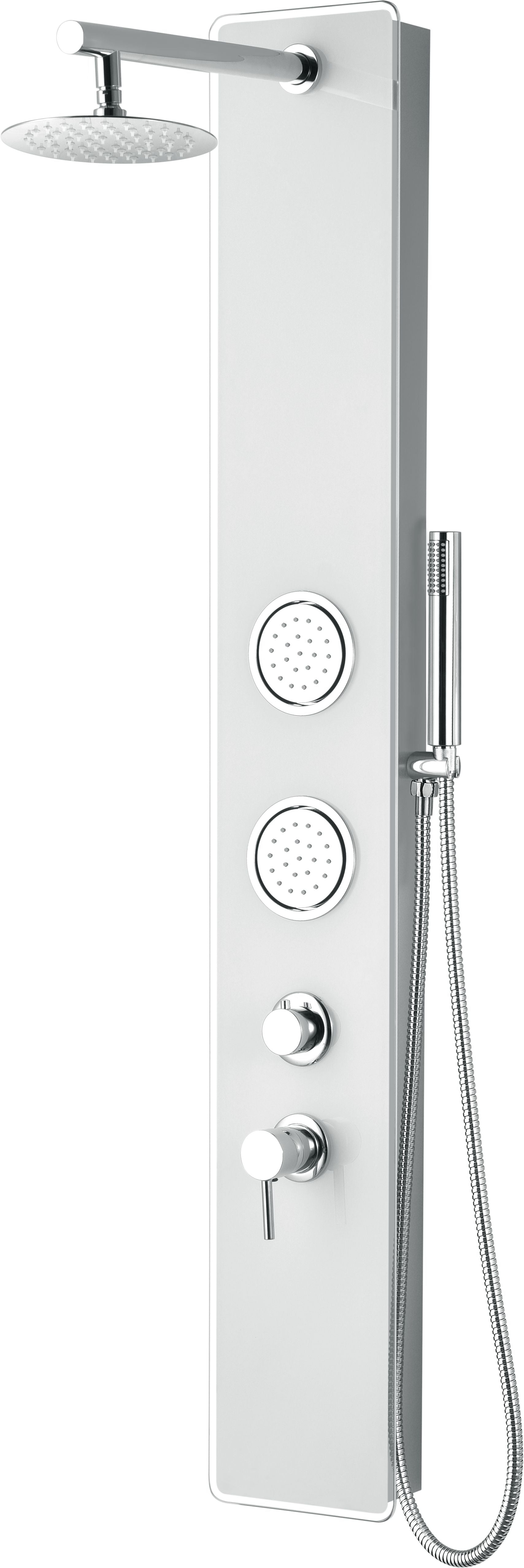 Alternate Image for ALFI brand ABSP50W White Glass Shower Panel with 2 Body Sprays and Rain Shower Head