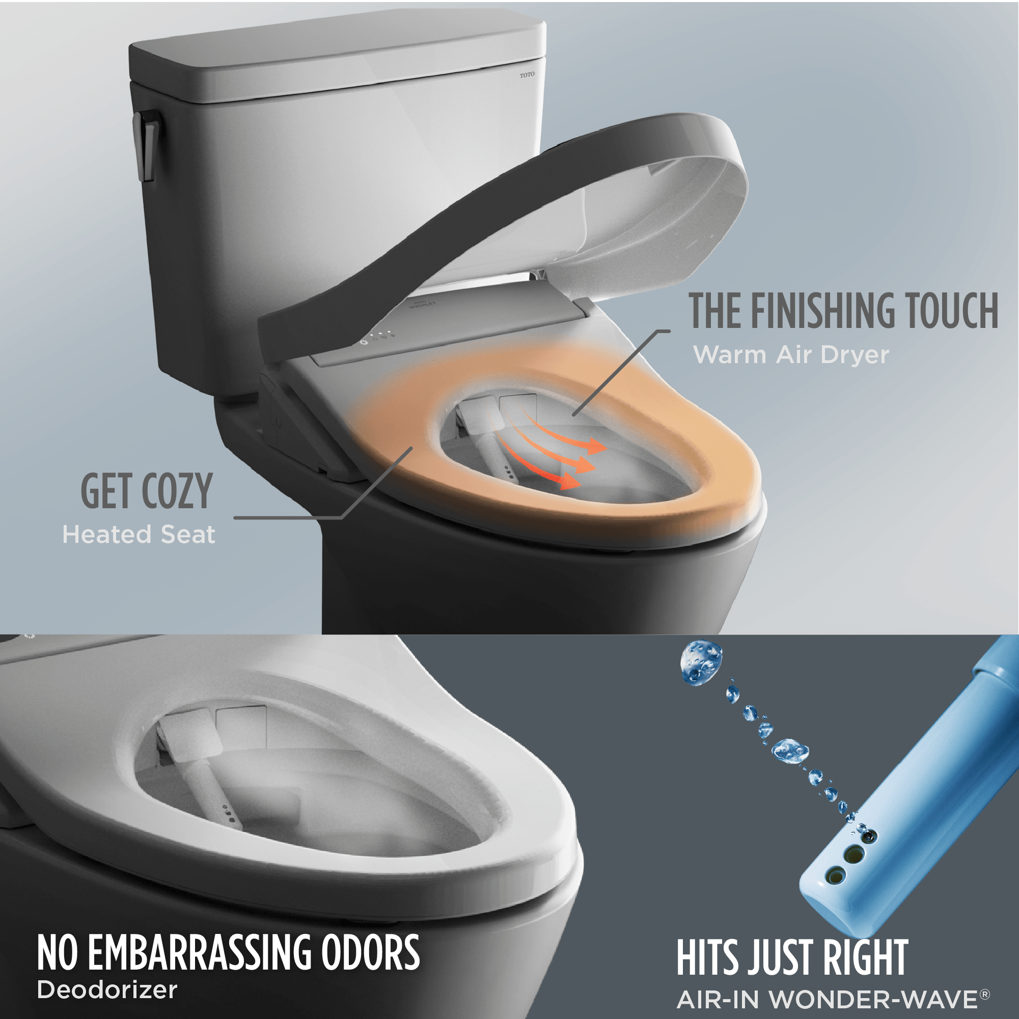 Alternate Image for TOTO S7A WASHLET+ Electronic Bidet Toilet Seat with EWATER+ Bowl and Wand Cleaning, Auto Open and Close Contemporary Lid, Elongated, Cotton White, Plastic, SW4736AT40#01