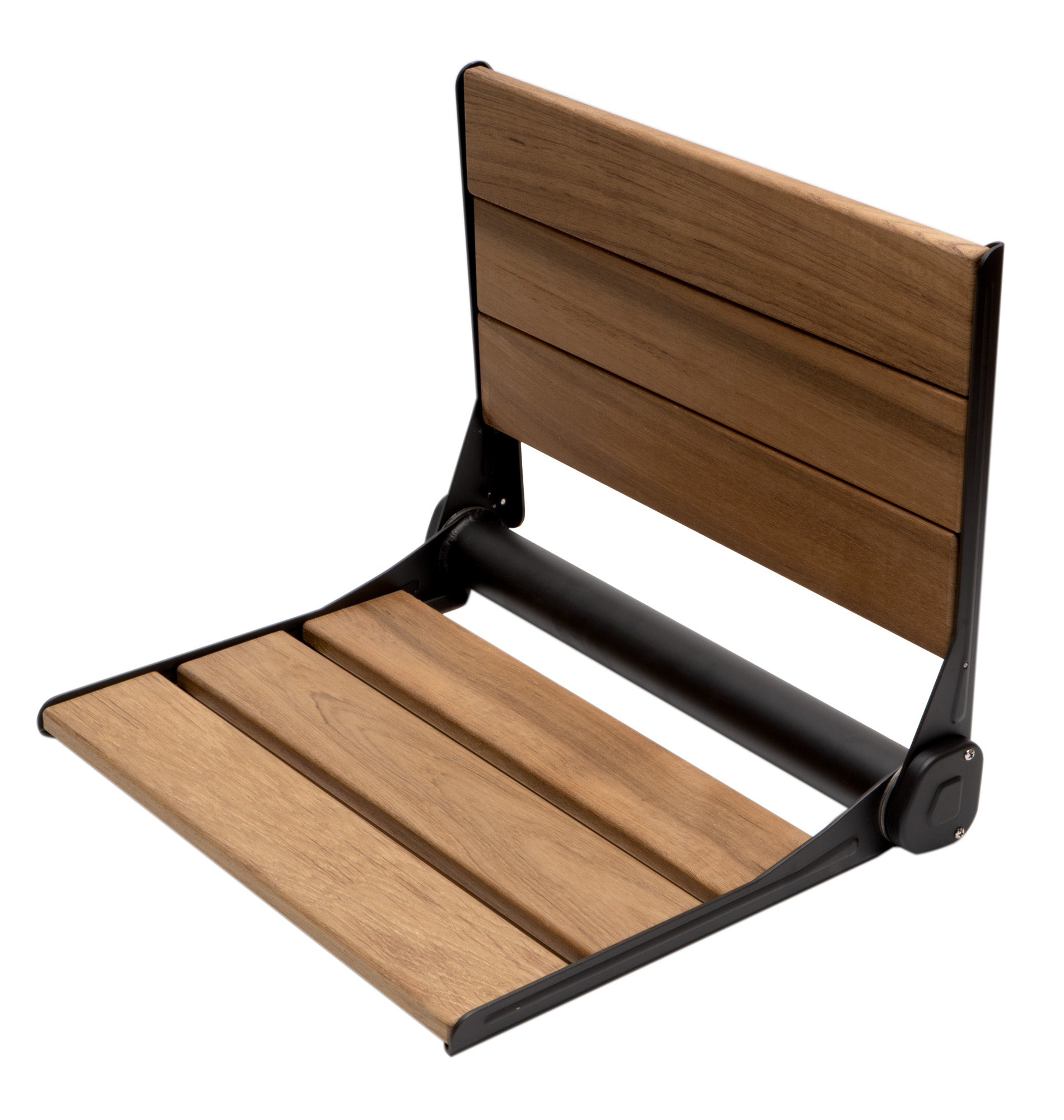 Alternate Image for ALFI brand ABS17-BM Black Matte 17" Wide Foldable Teak Shower Seat with Backrest, Teak Wood, Natural Wood