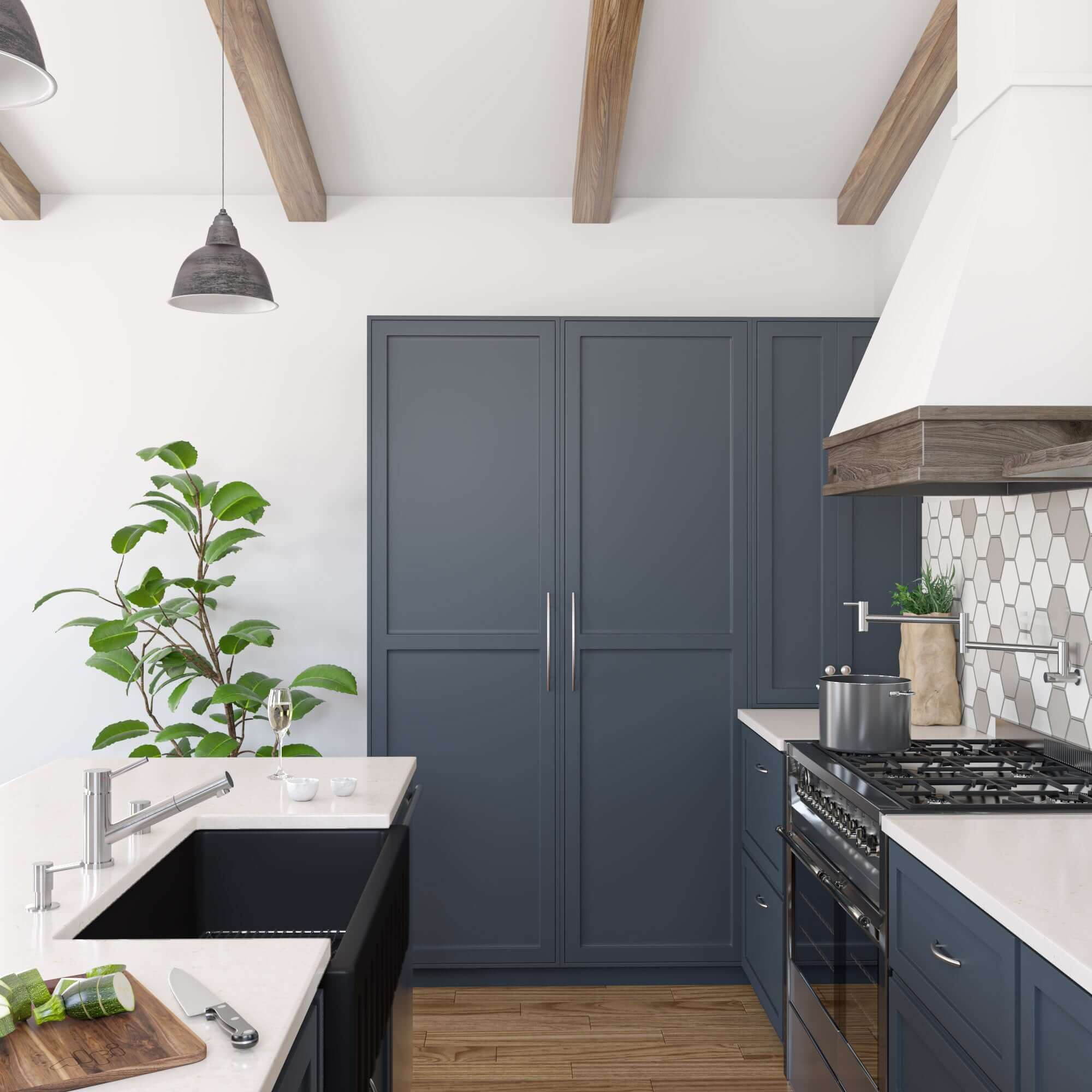 Alternate Image for ALFI 36" Single Bowl Fireclay Farmhouse Kitchen Sink, Black Matte, Reversible, AB3618HS-BM