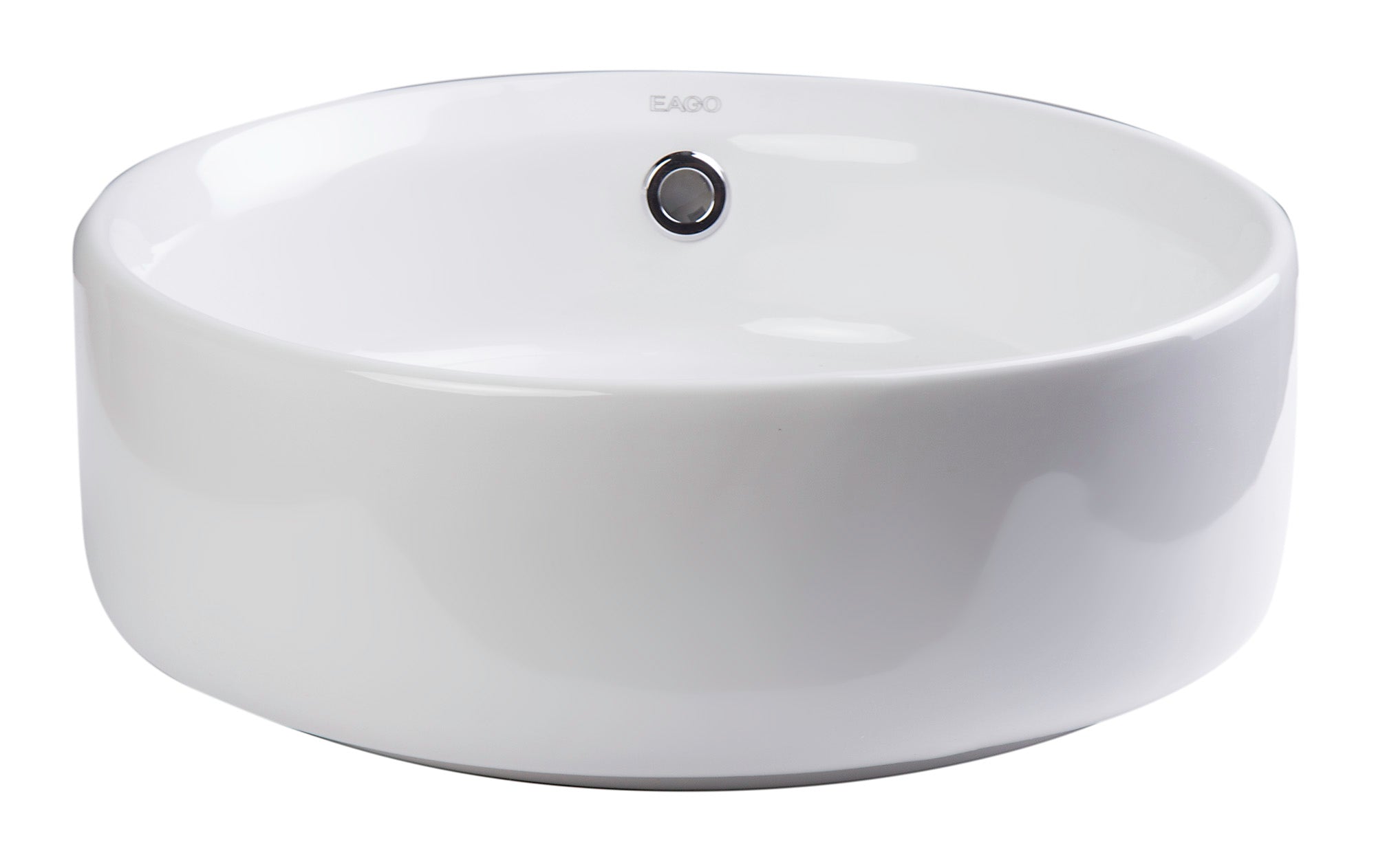 Alternate Image for Eago 15.75" x 15.75" Round Above Mount Porcelain Bathroom Sink, White, No Faucet Hole, BA129
