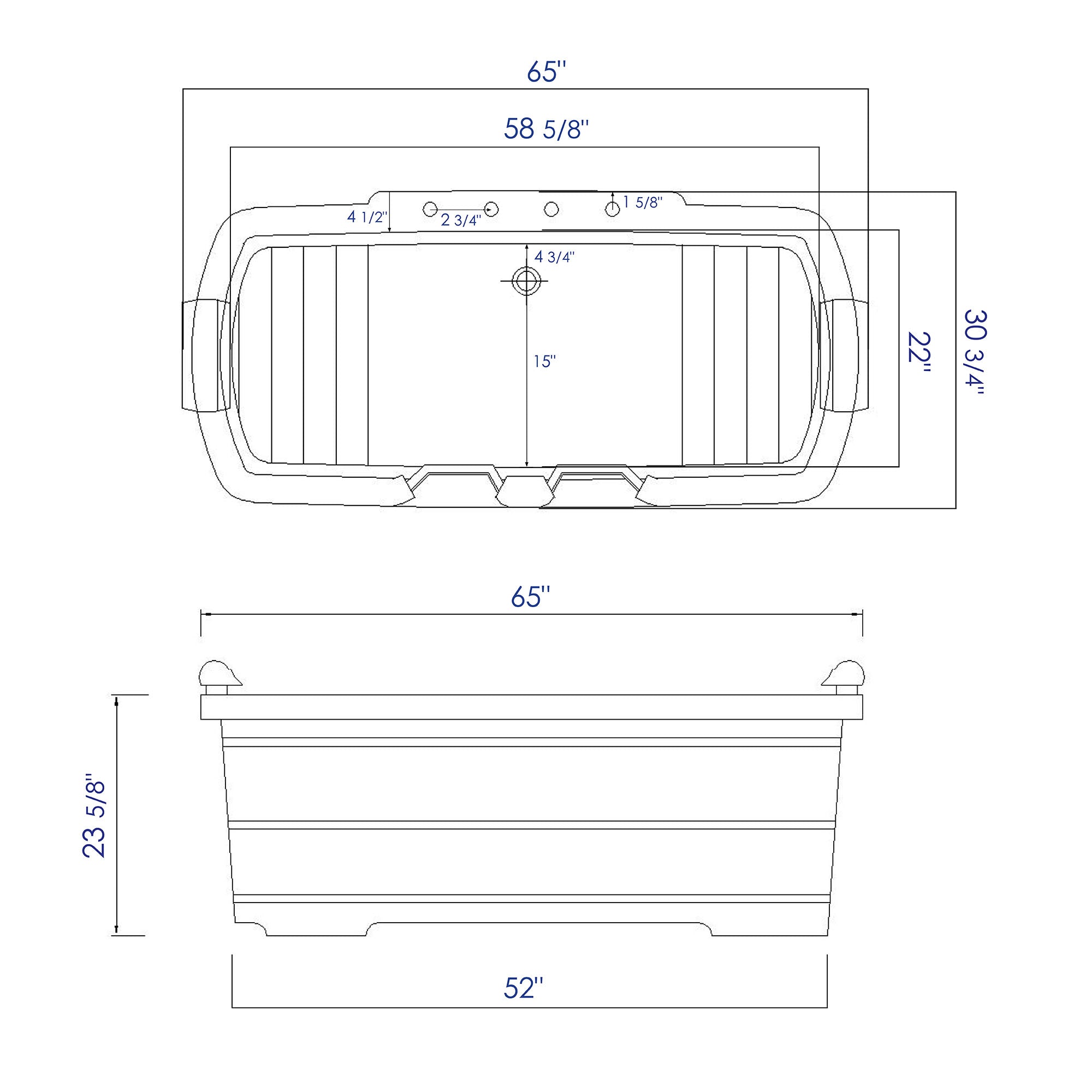 Alternative View of ALFI brand 65" Cedar Wood Free Standing Oval Bathtub with Fixtures & Headrests, Natural Wood, AB1130