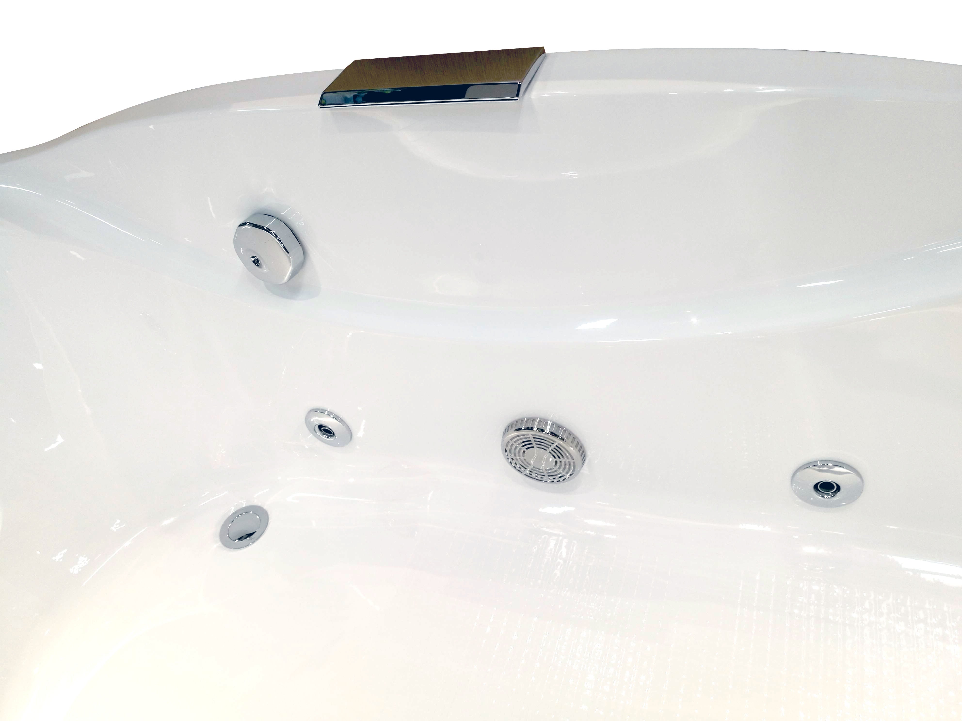 Alternate Image for Eago 71" Acrylic Corner Rectangle Bathtub with Fixtures, White, AM189ETL-R
