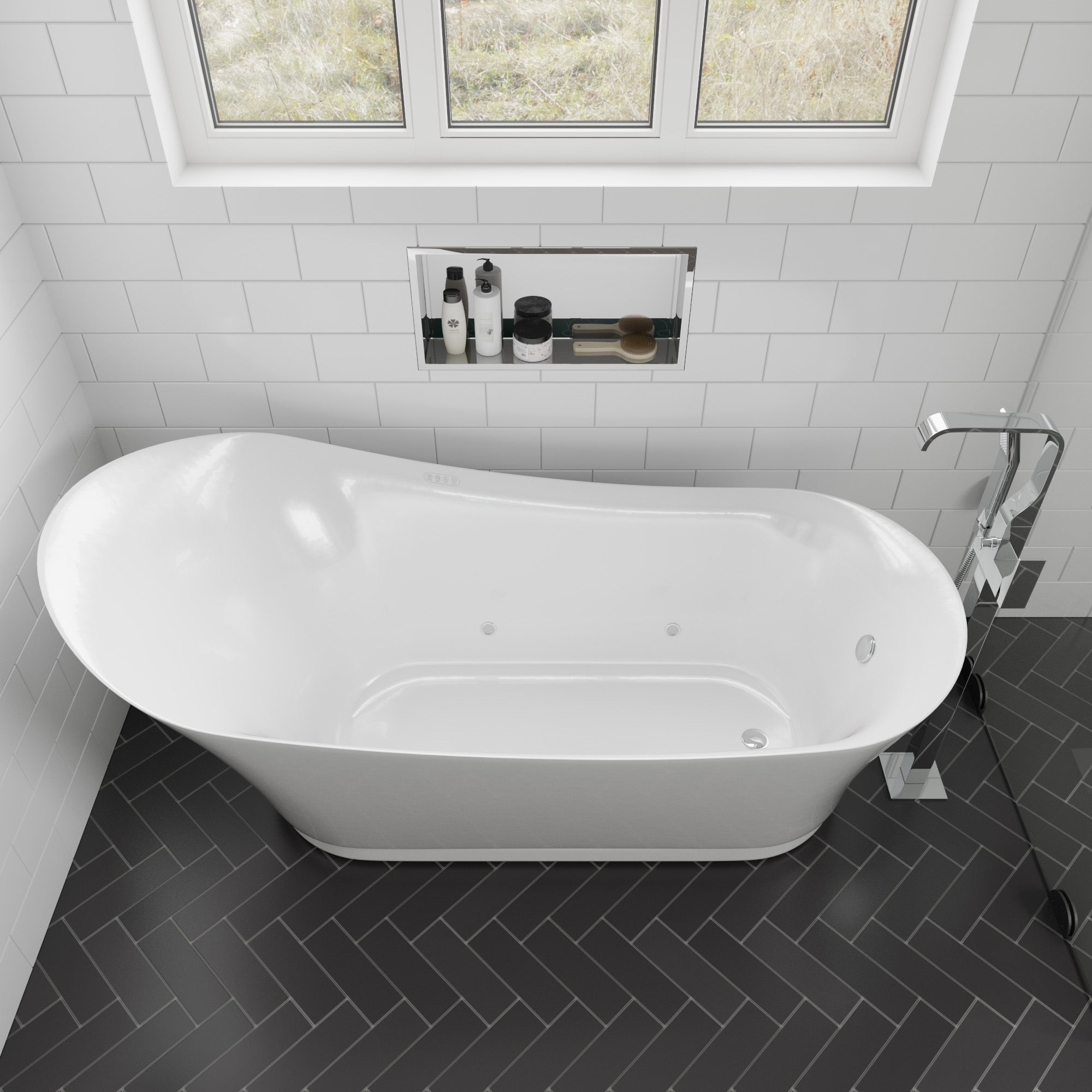 Alternate Image for Eago 69" Acrylic Free Standing Oval Air Bubble Bathtub, White, AM2140
