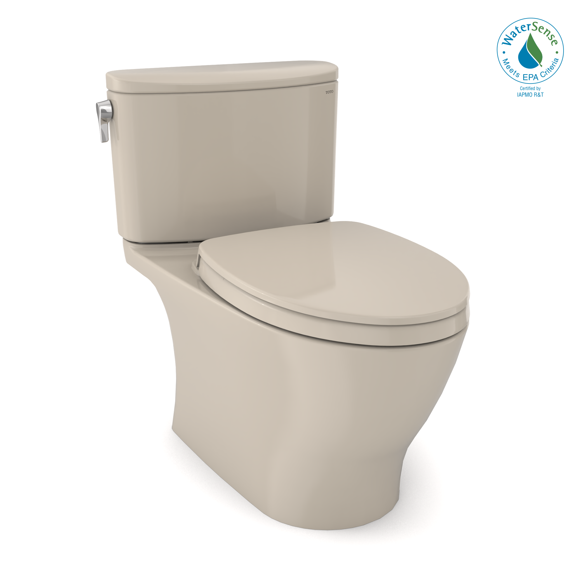 Alternate Image for TOTO Nexus Two-Piece Elongated 1.28 GPF Universal Height Toilet with CEFIONTECT and SS124 SoftClose Seat, WASHLET+ Ready, Bone, Vitreous China, MS442124CEFG#03