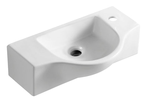 ALFI brand 17.75" x 9.88" Rectangle Wall Mount Porcelain Bathroom Sink, White, 1 Faucet Hole, ABC114