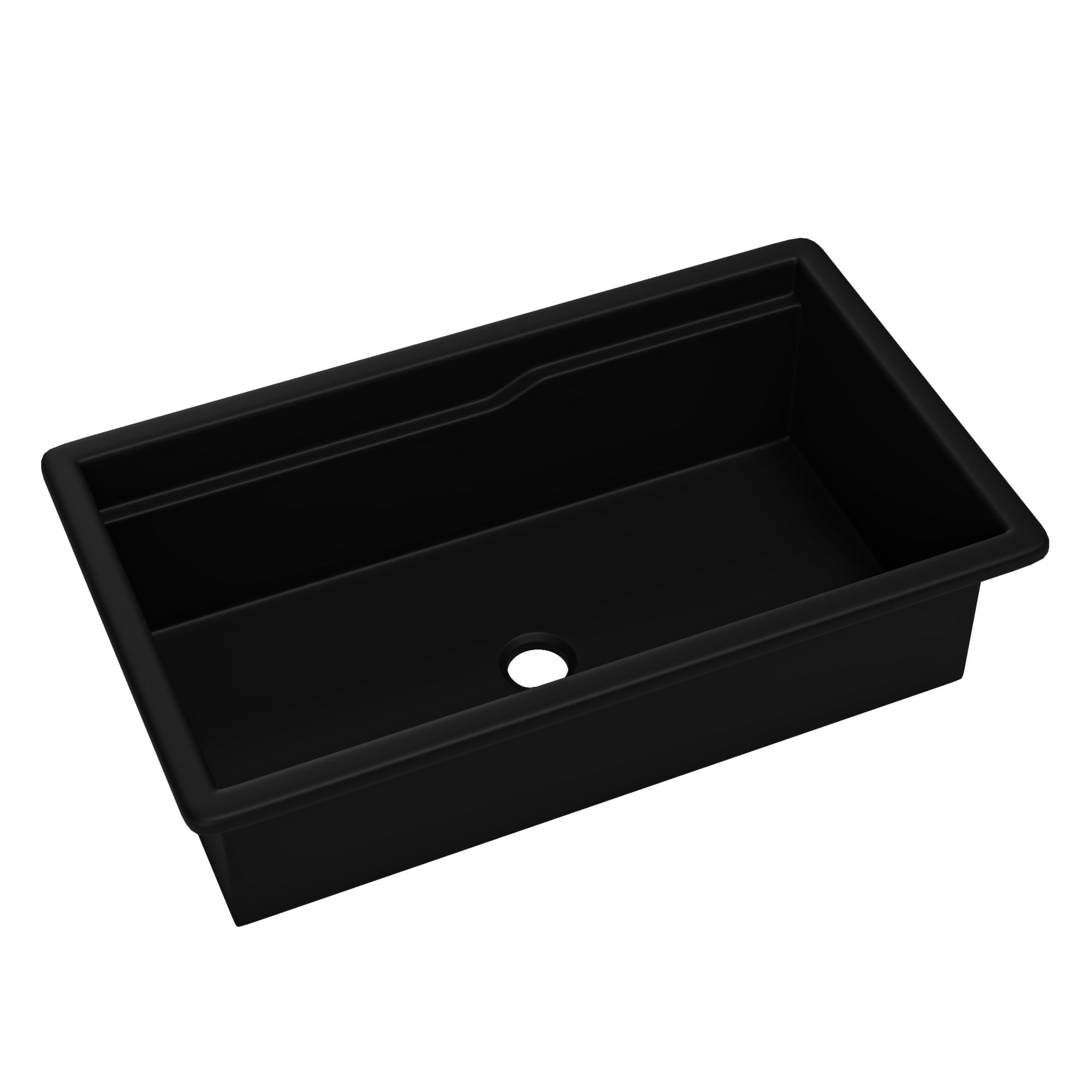 ALFI brand 32 fireclay workstation farmhouse step rim sink black matte product image