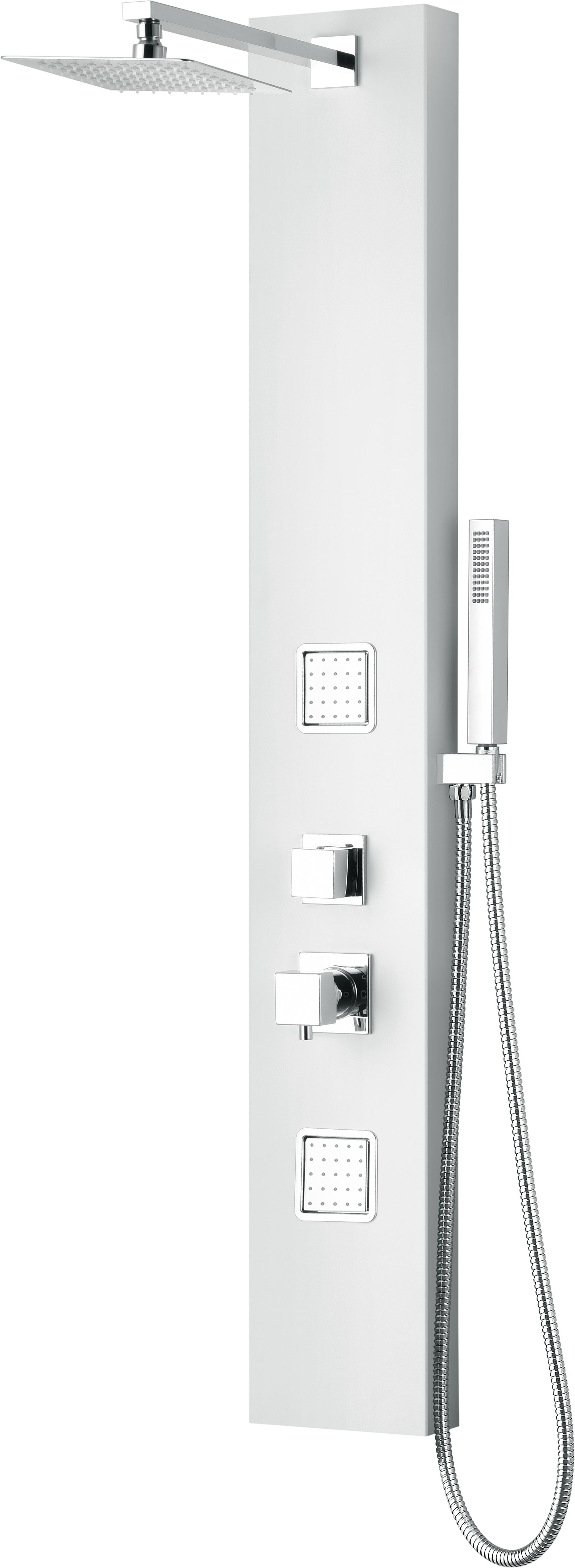 Alternate Image for ALFI brand ABSP60W White Aluminum Shower Panel with 2 Body Sprays and Rain Shower Head