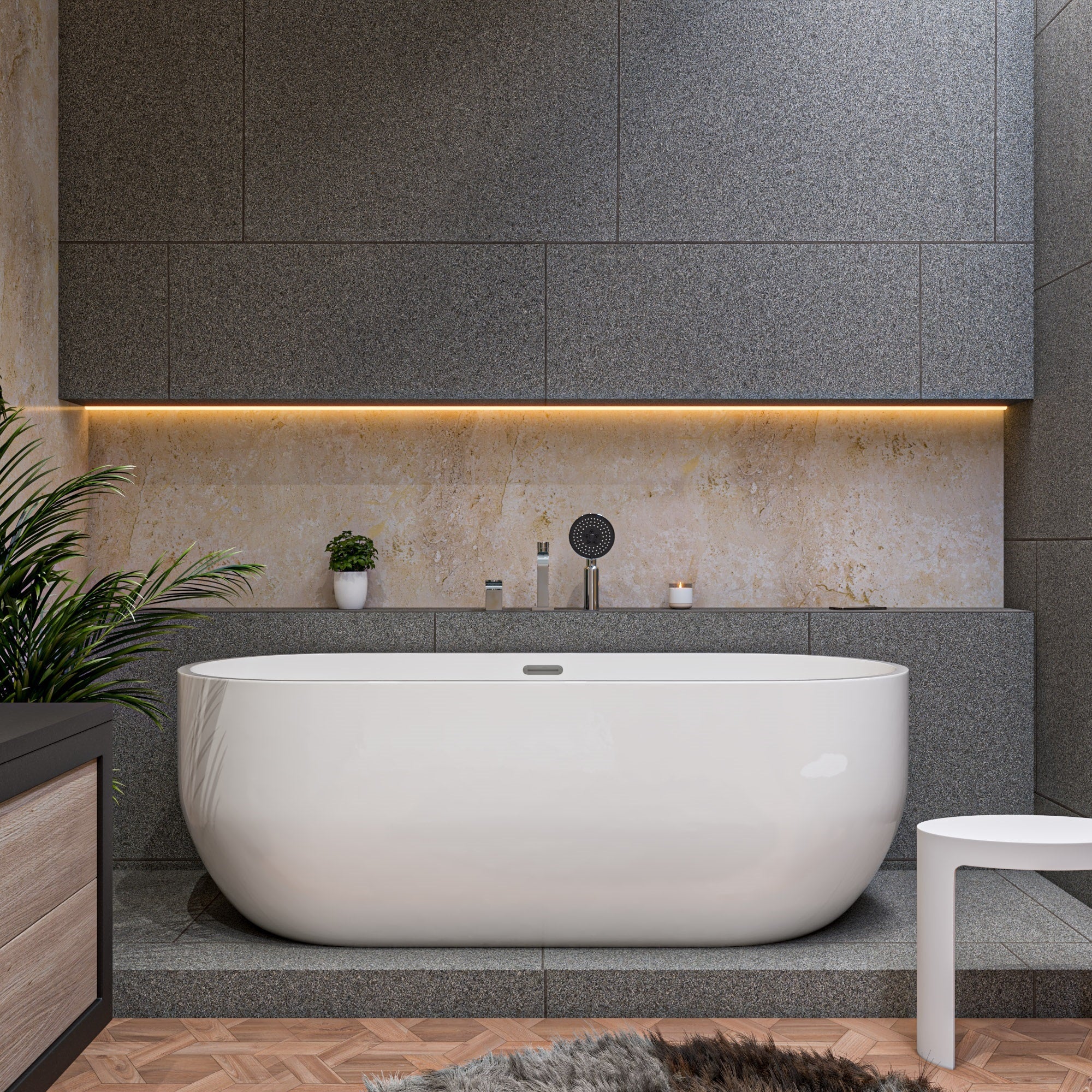 Alternate Image for ALFI brand 67" Acrylic Free Standing Oval Soaking Bathtub, White, AB8839