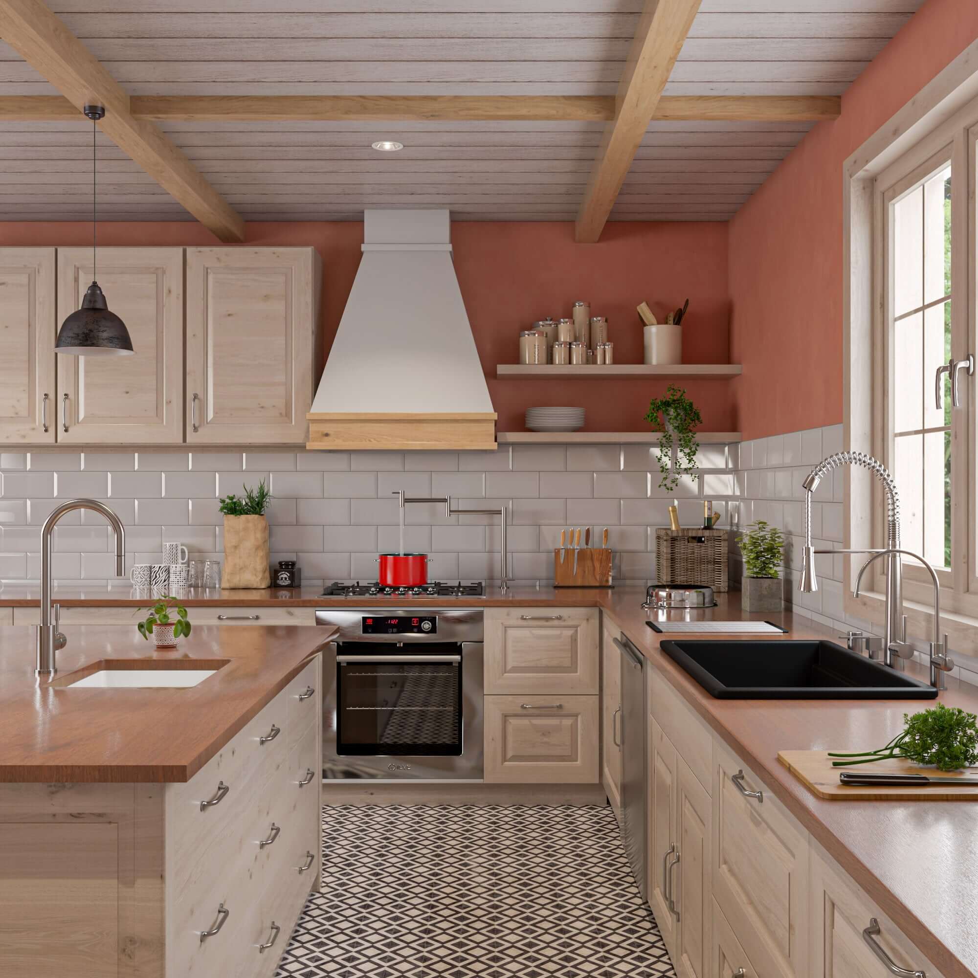 ALFI brand 32 fireclay workstation farmhouse step rim sink black matte product image