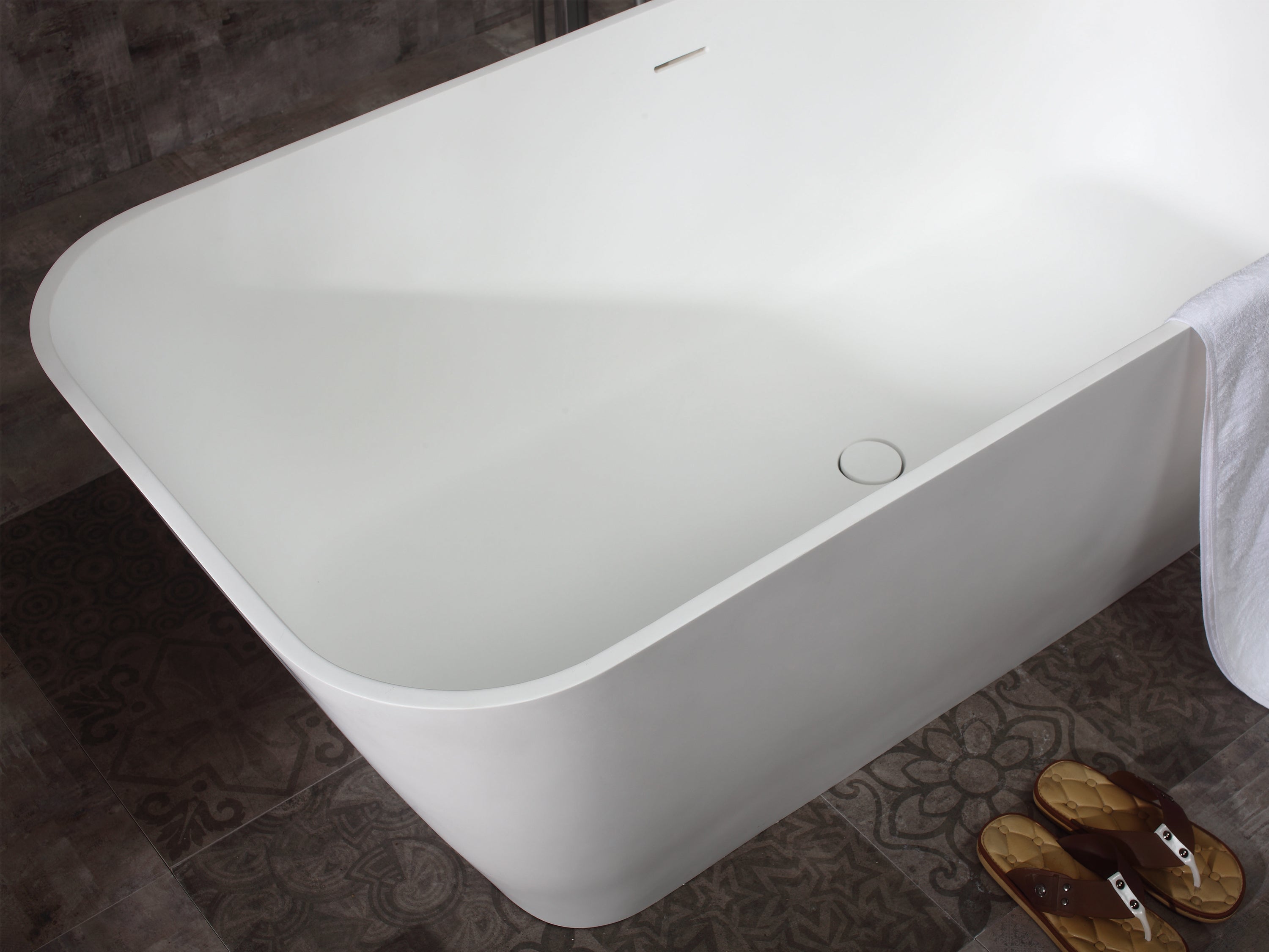 Alternate Image for ALFI brand 68" Solid Surface Smooth Resin Free Standing Rectangle Soaking Bathtub, White Matte, AB9952