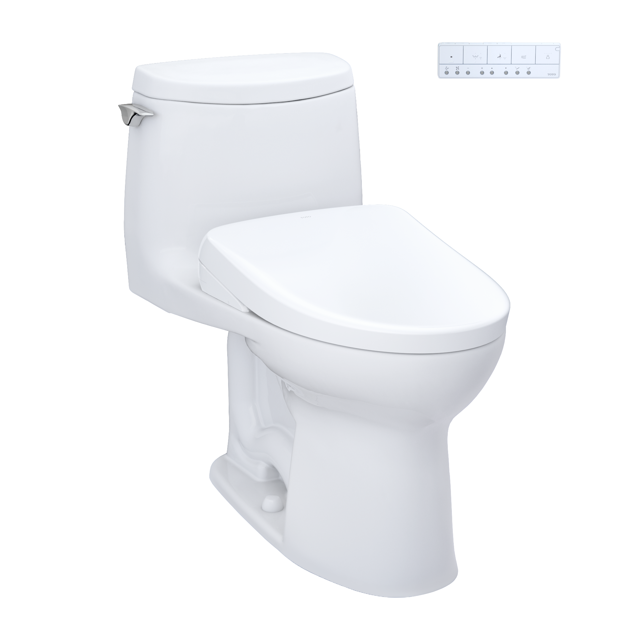 TOTO WASHLET+ UltraMax II 1G One-Piece Elongated 1.0 GPF Toilet and WASHLET+ S7A Contemporary Bidet Seat, Cotton White, Vitreous China|Plastic, MW6044736CUFG#01