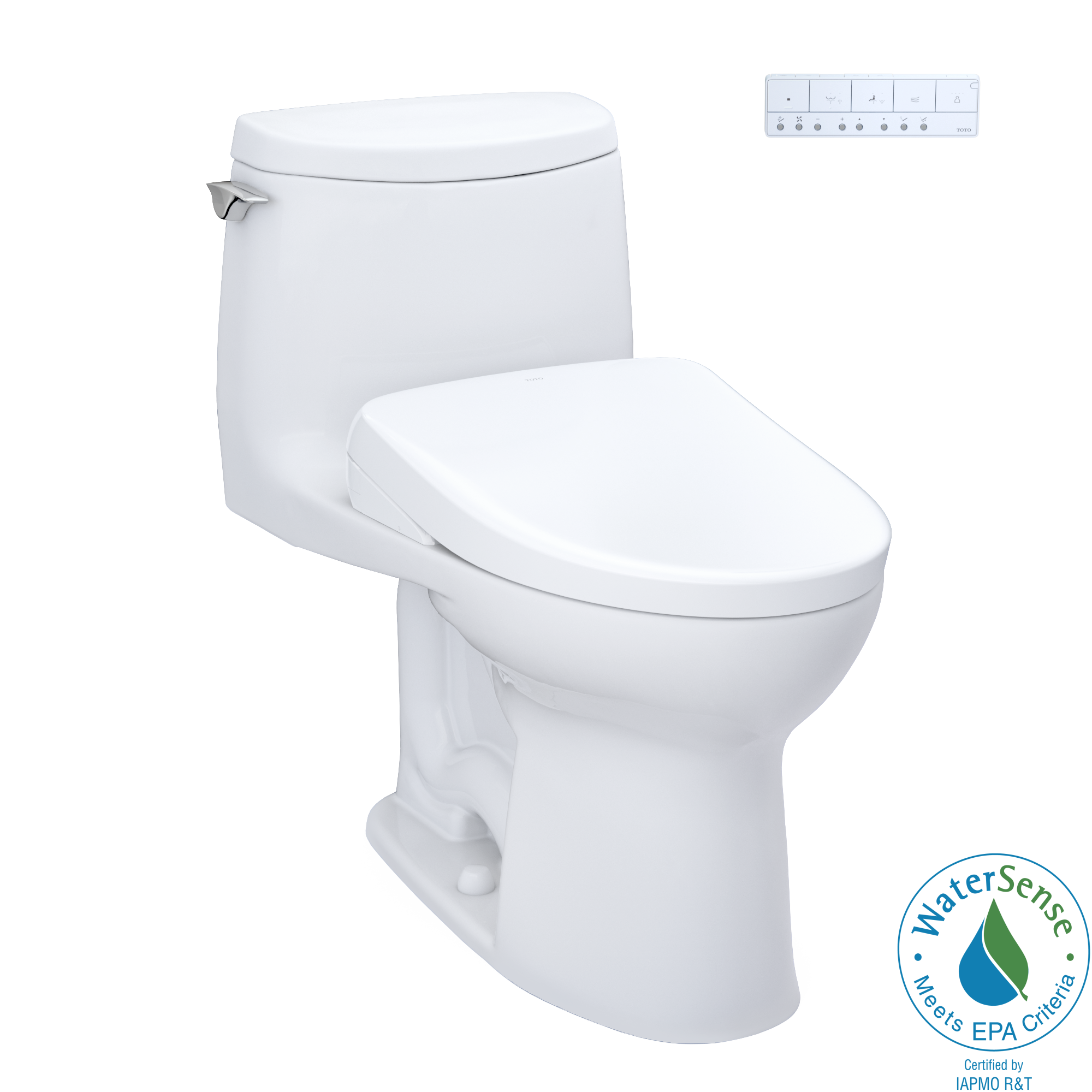 TOTO WASHLET+ UltraMax II 1G One-Piece Elongated 1.0 GPF Toilet with Auto Flush WASHLET+ S7 Contemporary Bidet Seat, Cotton White, Vitreous China|Plastic, MW6044726CUFGA#01