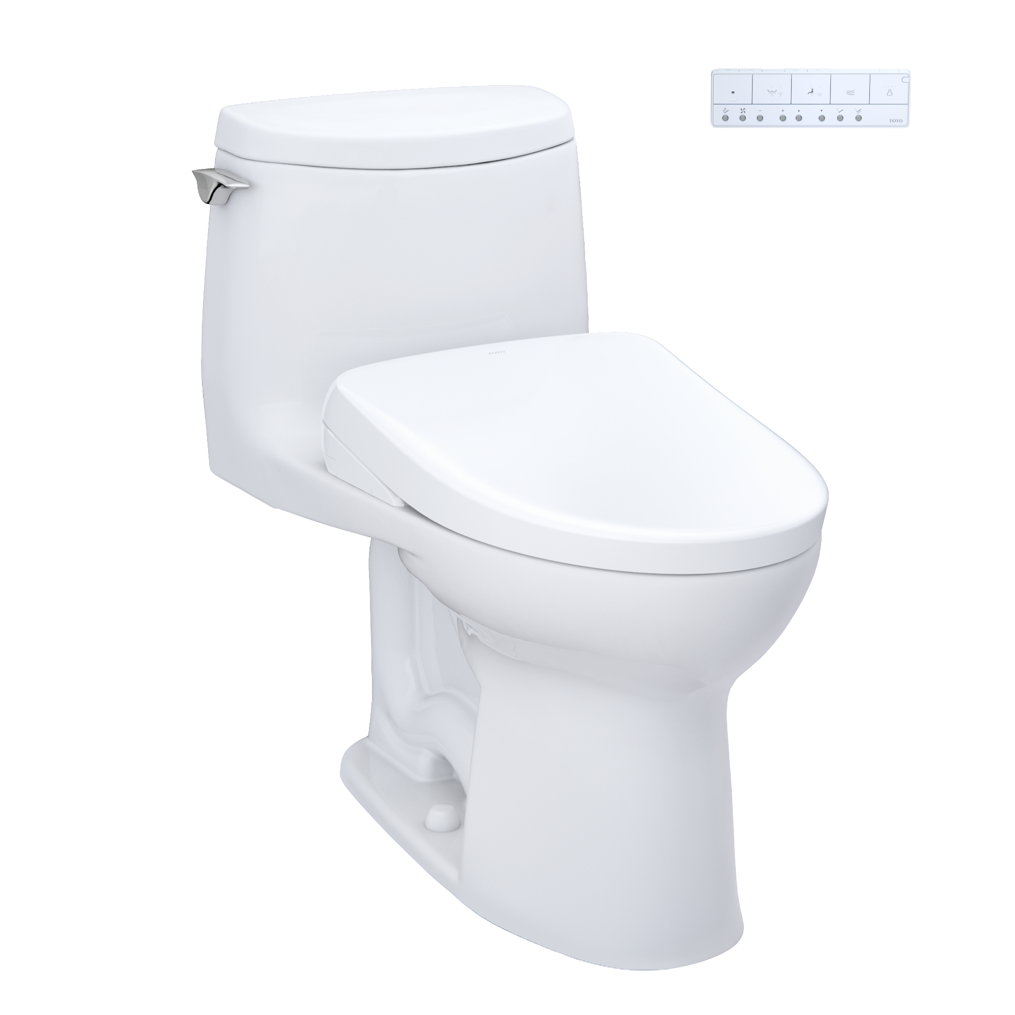 TOTO WASHLET+ UltraMax II 1G One-Piece Elongated 1.0 GPF Toilet and WASHLET+ S7 Contemporary Bidet Seat, Cotton White, Vitreous China|Plastic, MW6044726CUFG#01
